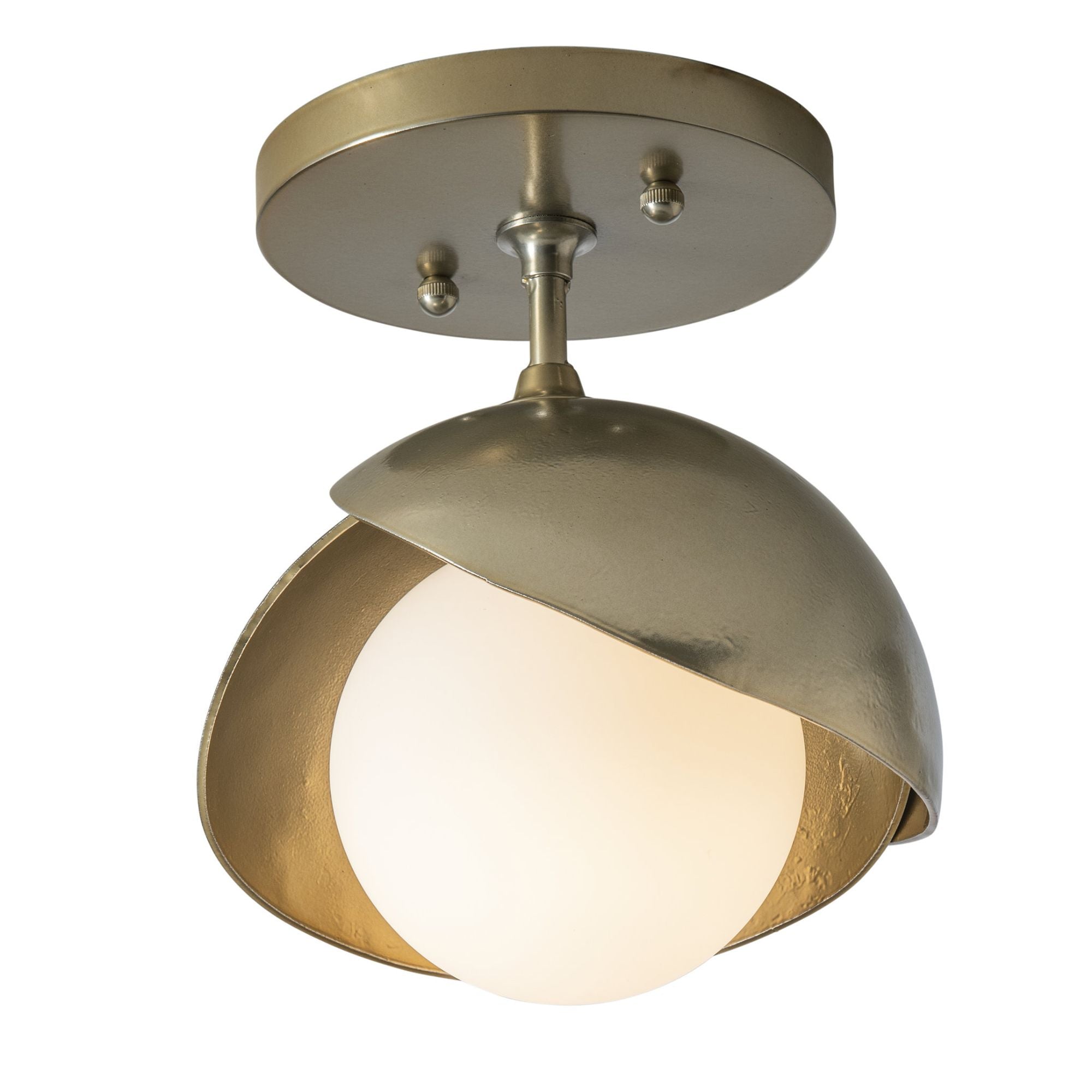 Brooklyn 1-Light Double Shade Semi-Flush 1-Light Modern Brass Accent Opal Glass (GG) in Modern Brass
