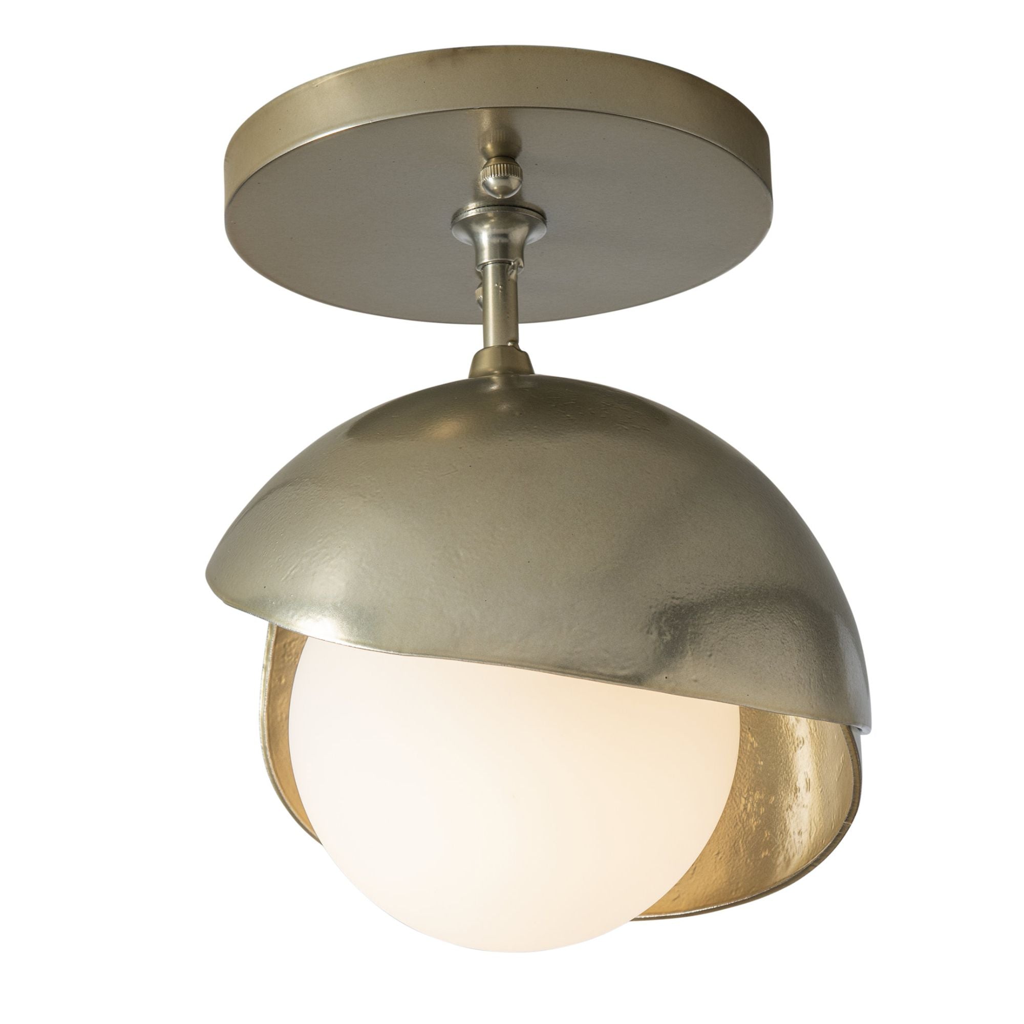 Brooklyn 1-Light Double Shade Semi-Flush 1-Light Modern Brass Accent Opal Glass (GG) in Modern Brass