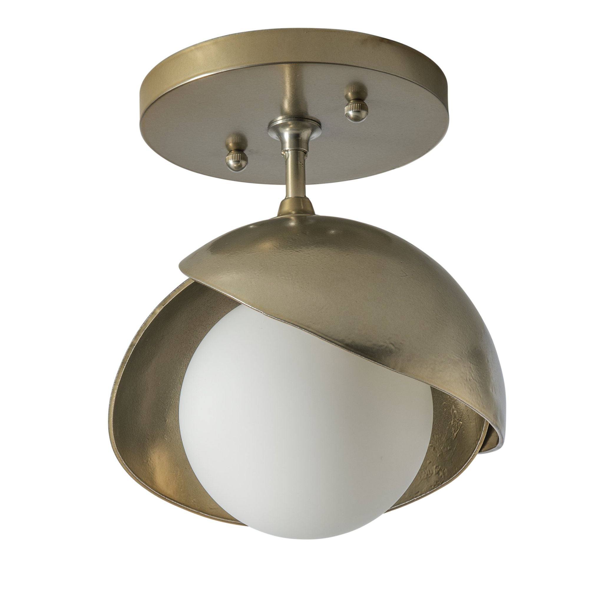 Brooklyn 1-Light Double Shade Semi-Flush 1-Light Modern Brass Accent Opal Glass (GG) in Modern Brass