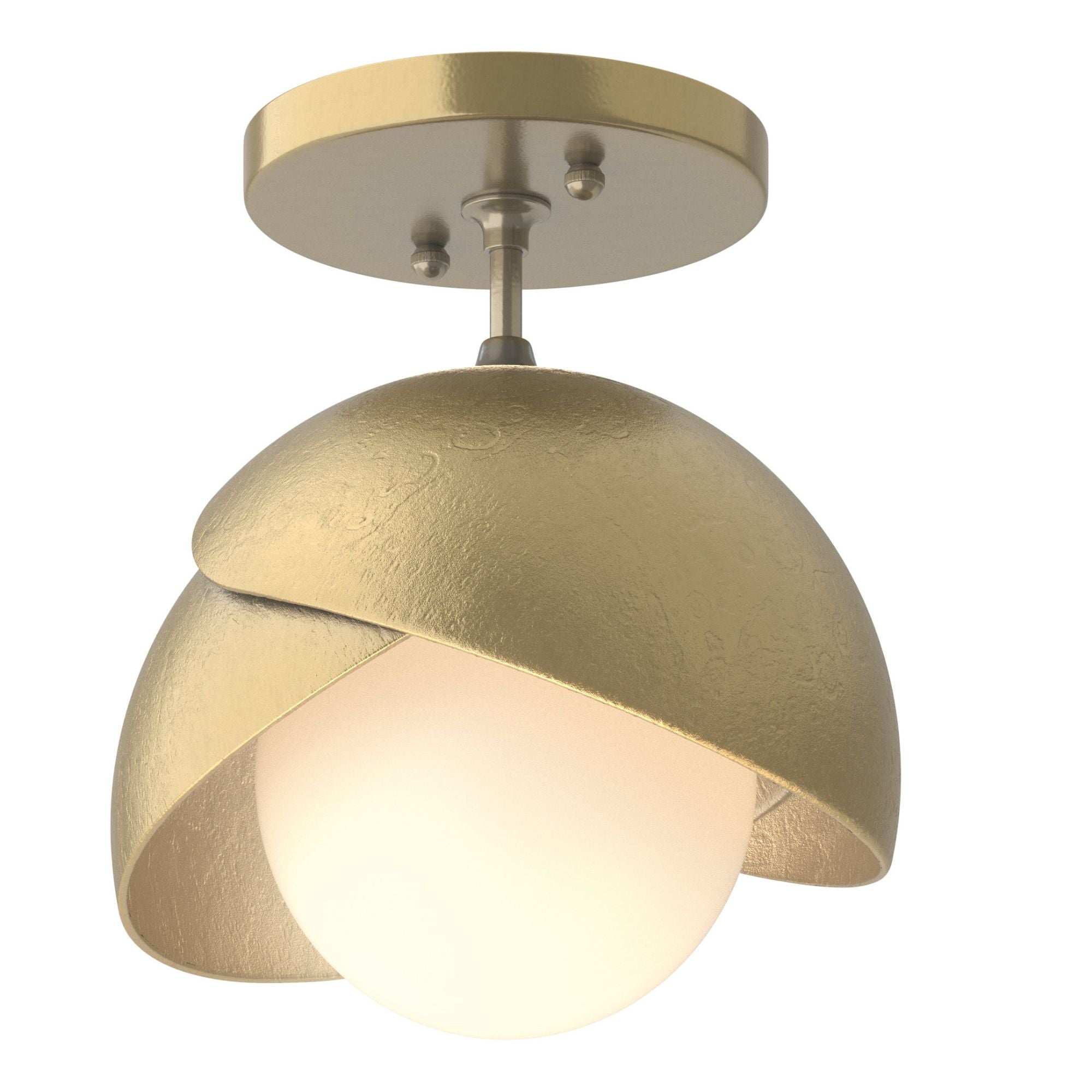 Brooklyn 1-Light Double Shade Semi-Flush 1-Light Modern Brass Accent Opal Glass (GG) in Modern Brass