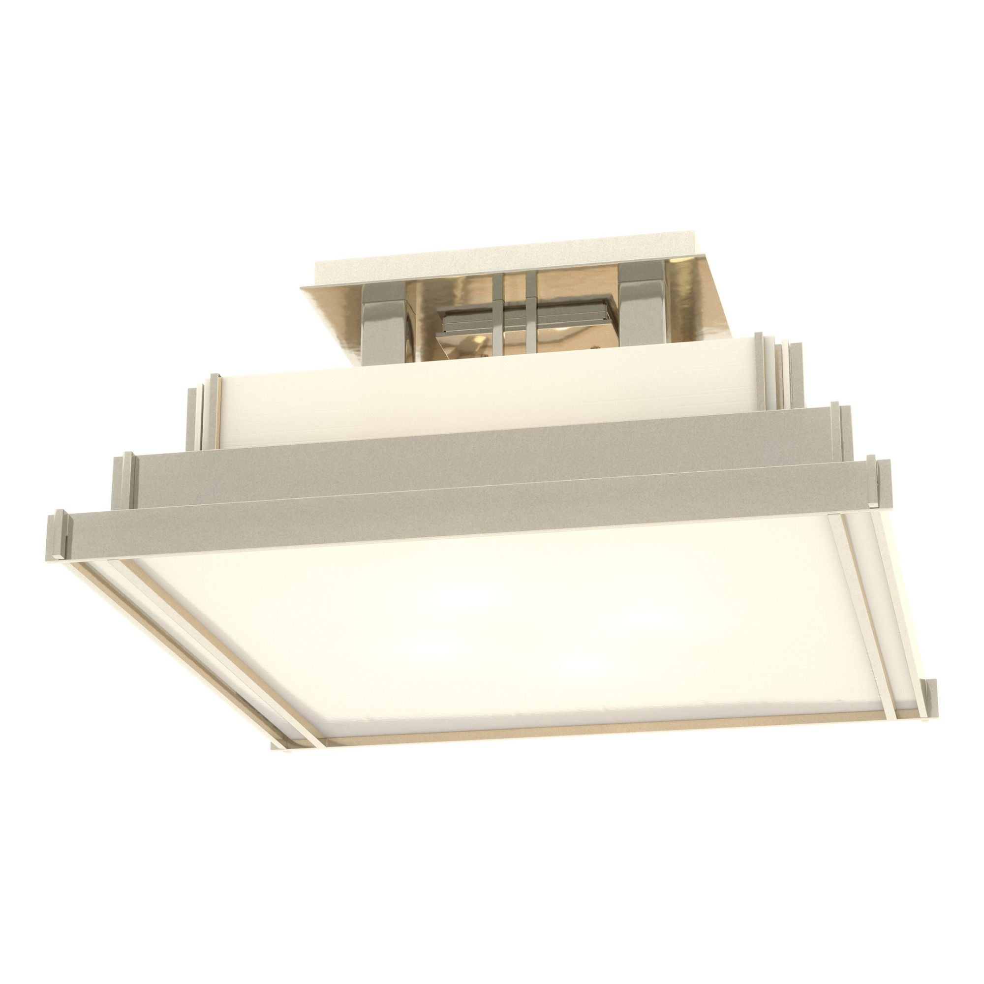 Steppe Small Semi-Flush 4-Light White Art Glass (BB) in Sterling