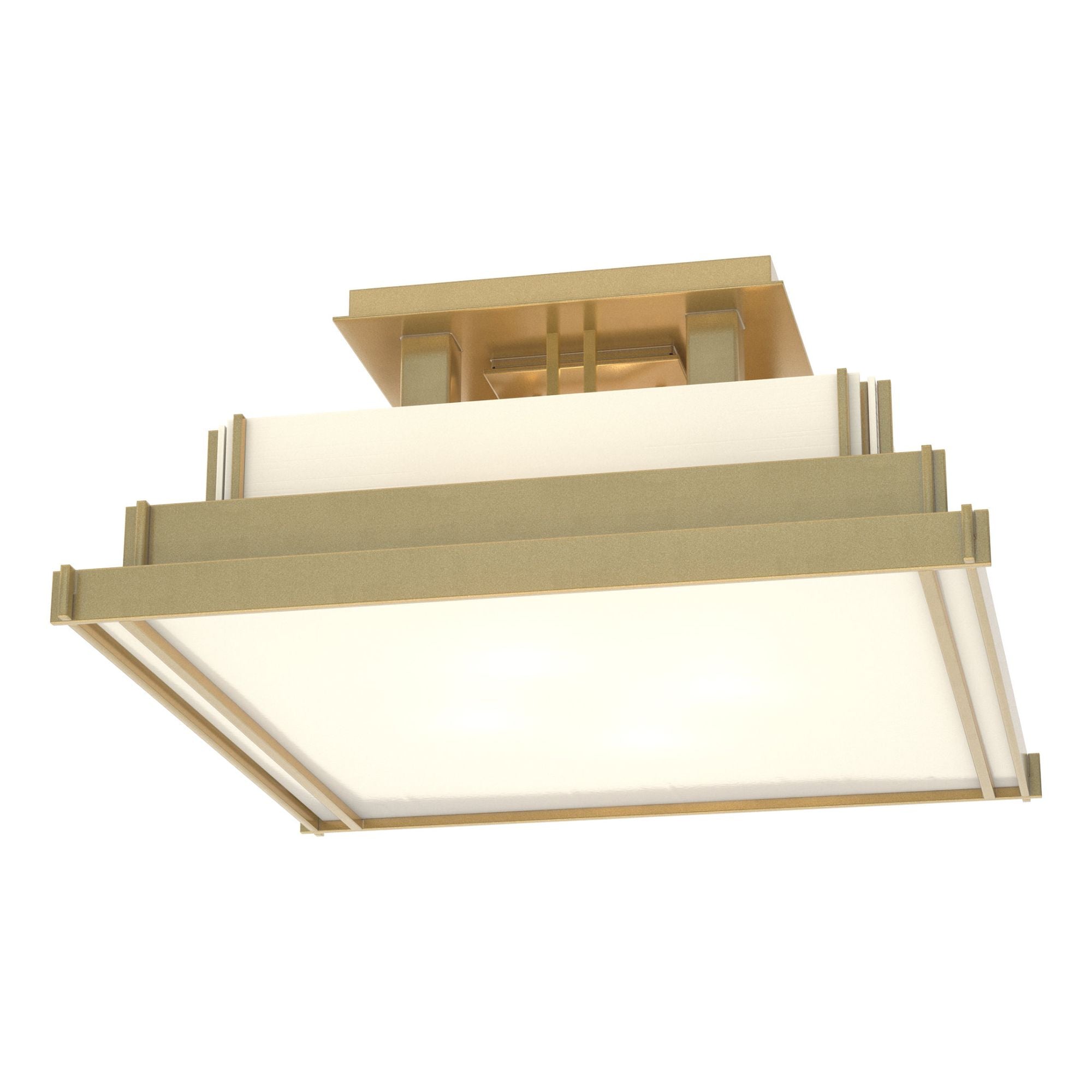 Steppe Small Semi-Flush 4-Light White Art Glass (BB) in Modern Brass