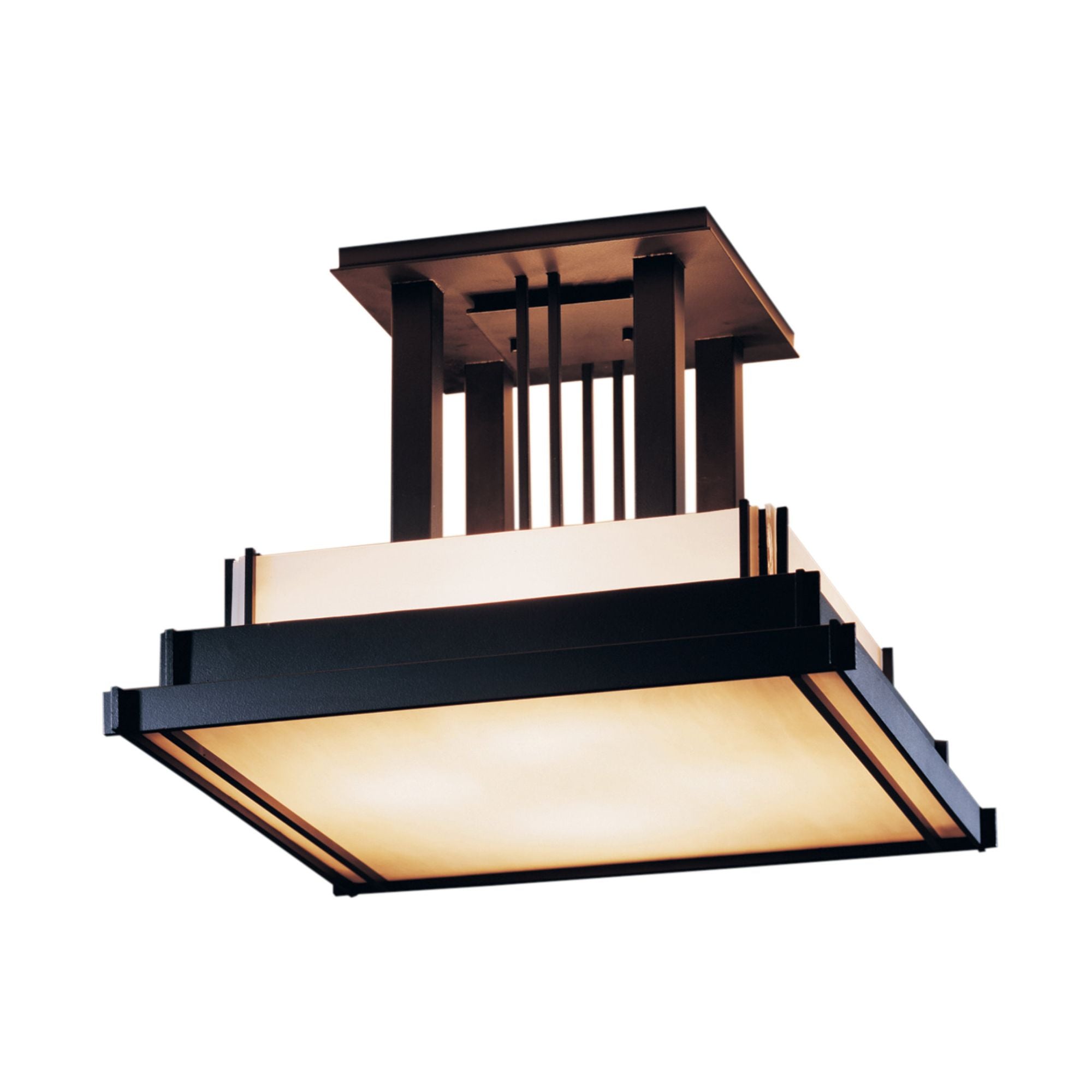 Steppe Large Semi-Flush 4-Light White Art Glass (BB) in Black