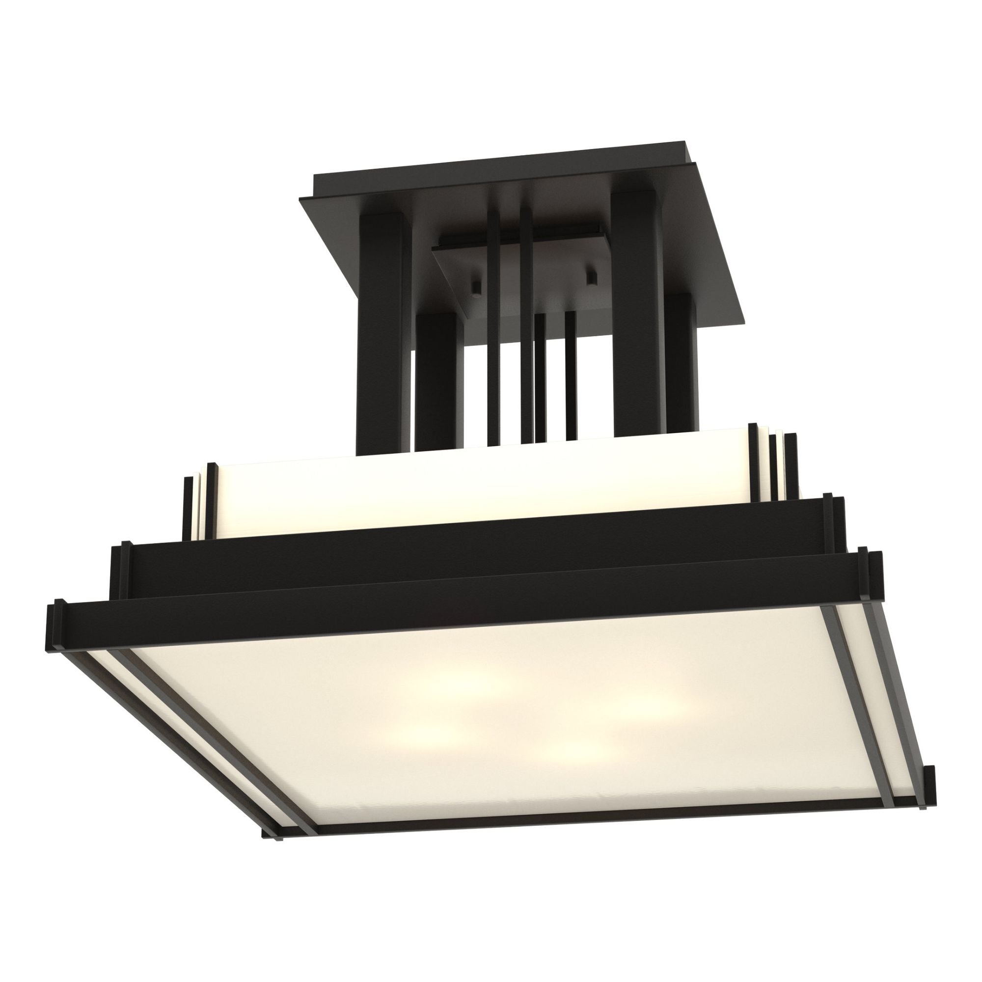 Steppe Large Semi-Flush 4-Light White Art Glass (BB) in Black