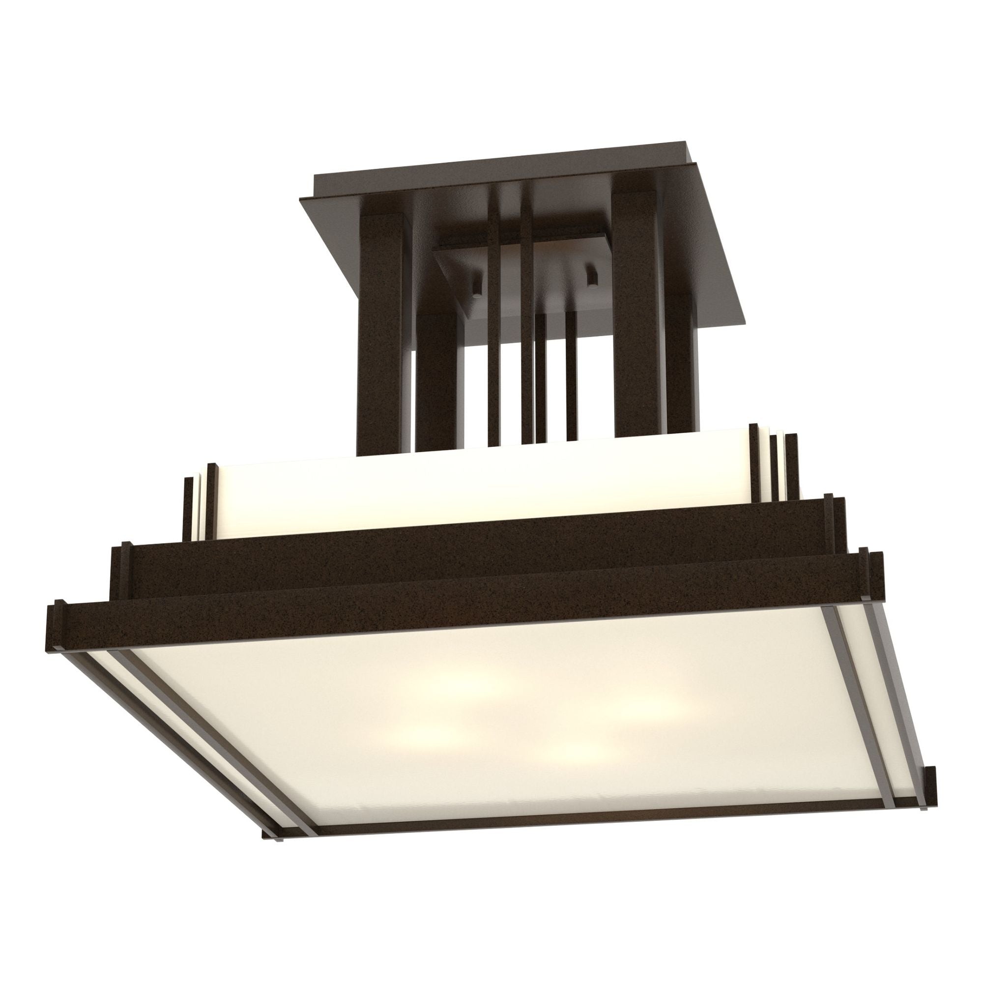 Steppe Large Semi-Flush 4-Light White Art Glass (BB) in Oil Rubbed Bronze