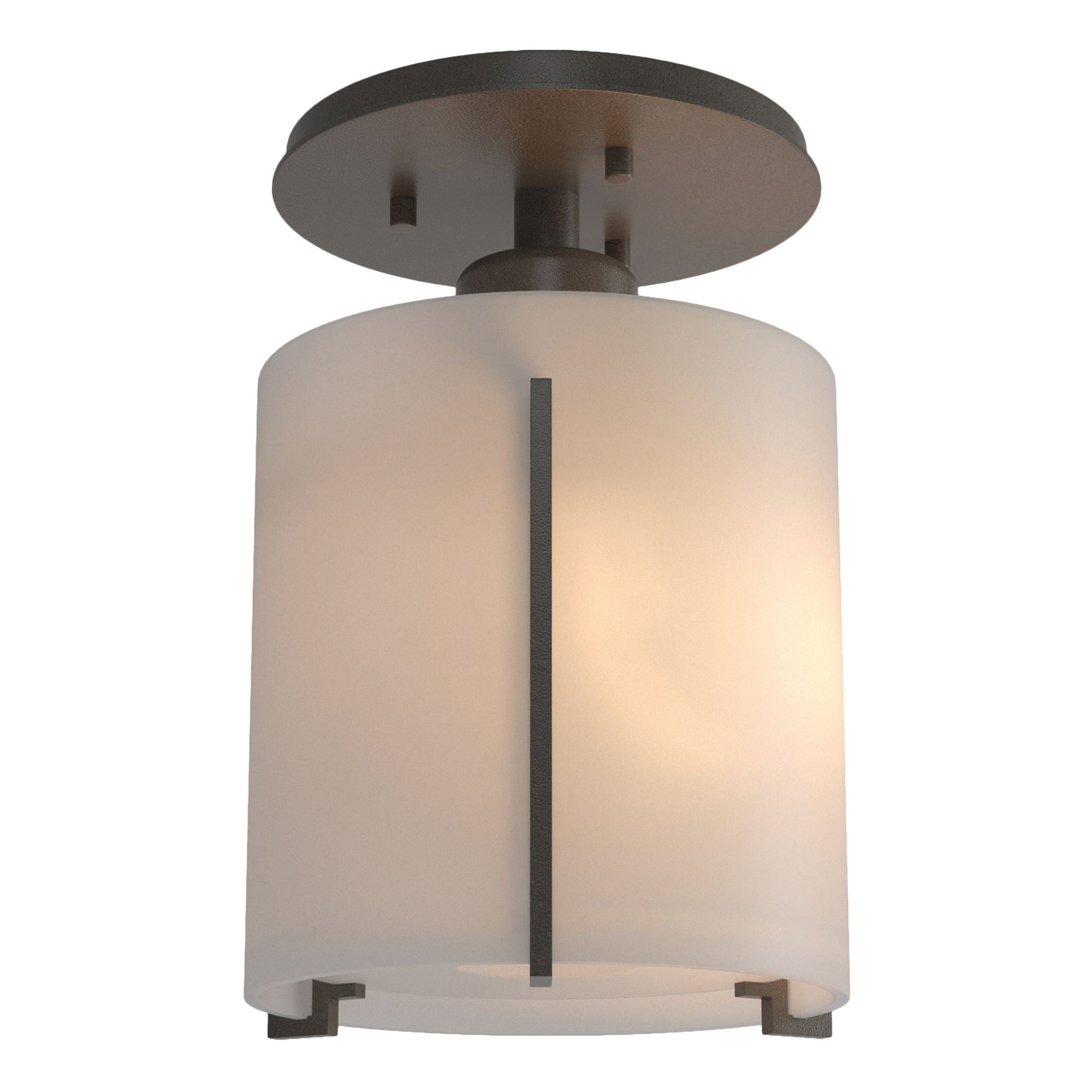 Exos Round Semi-Flush 1-Light Opal Glass (GG) in Dark Smoke