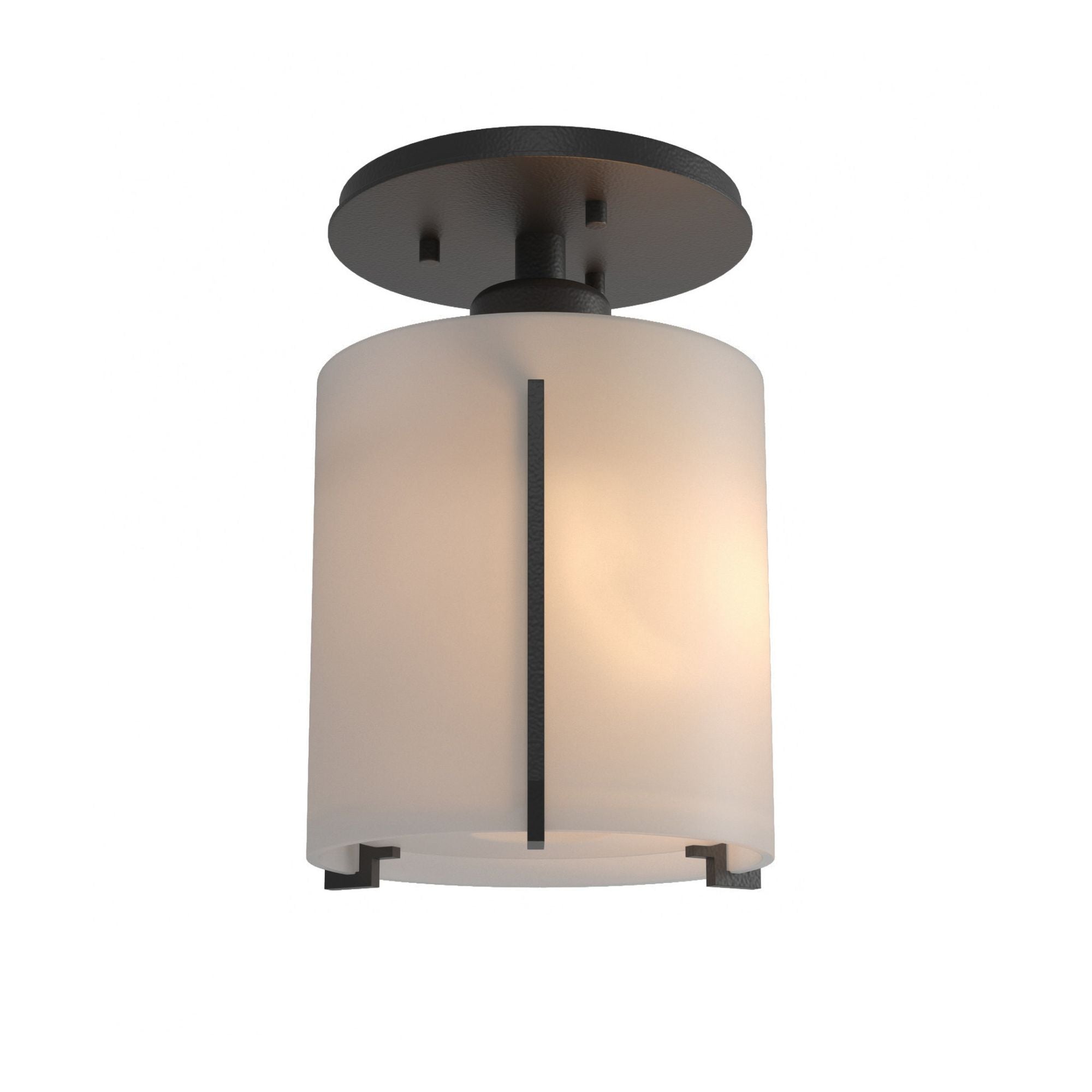 Exos Round Semi-Flush 1-Light Opal Glass (GG) in Black