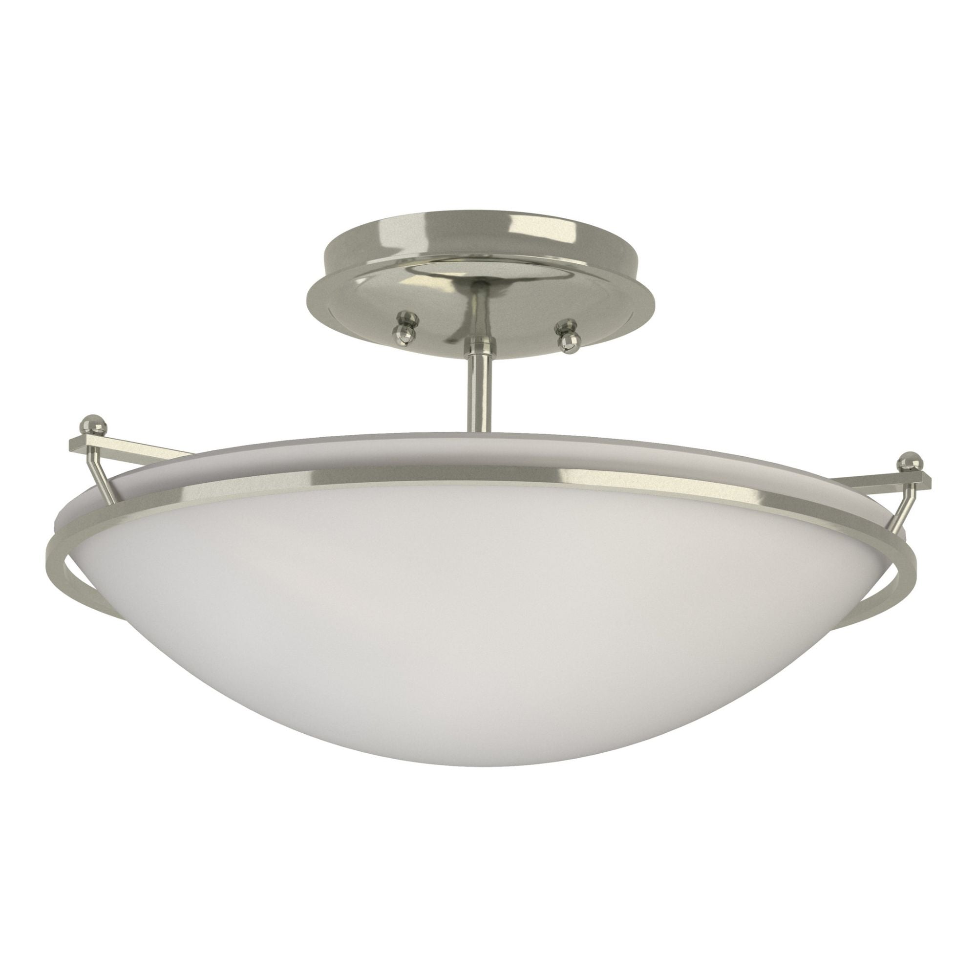 Plain Small Semi-Flush 2-Light Opal Glass (GG) in Sterling