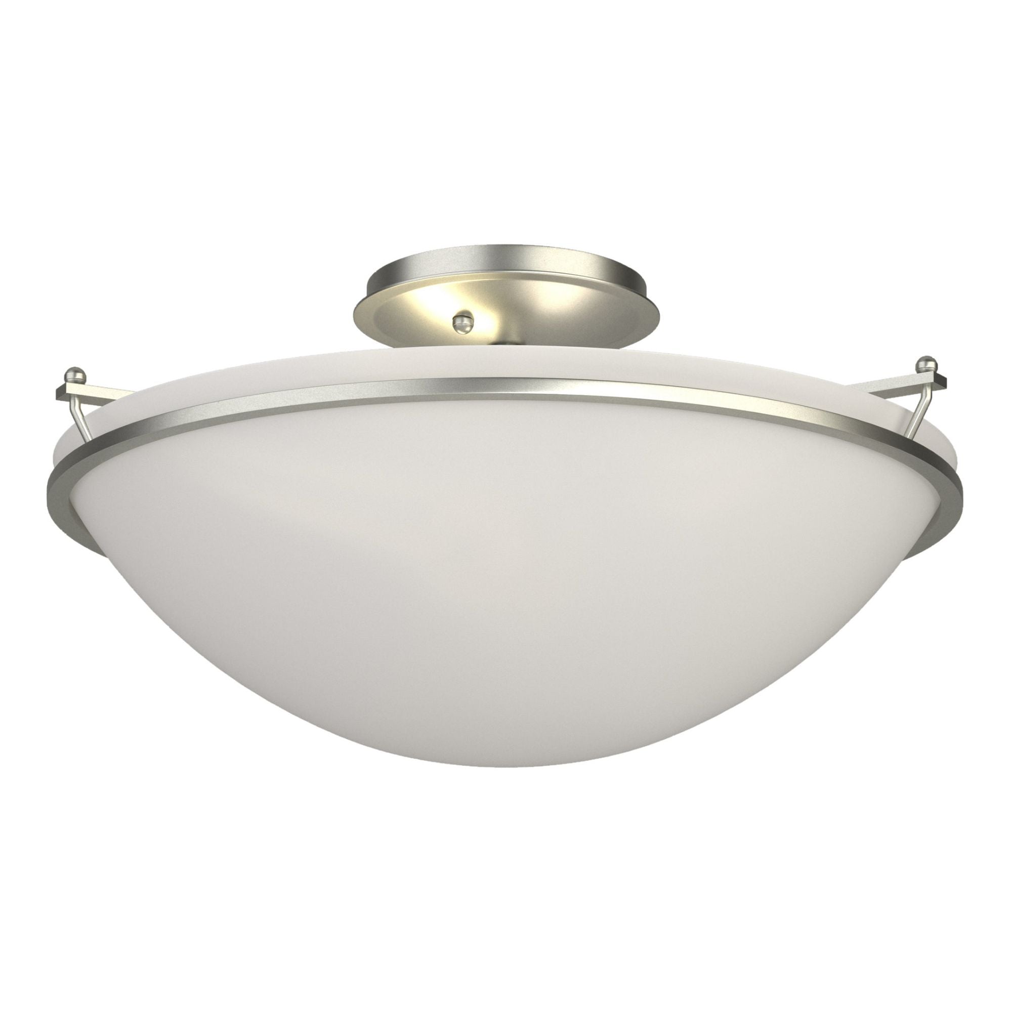 Plain Large Semi-Flush 3-Light Opal Glass (GG) in Sterling