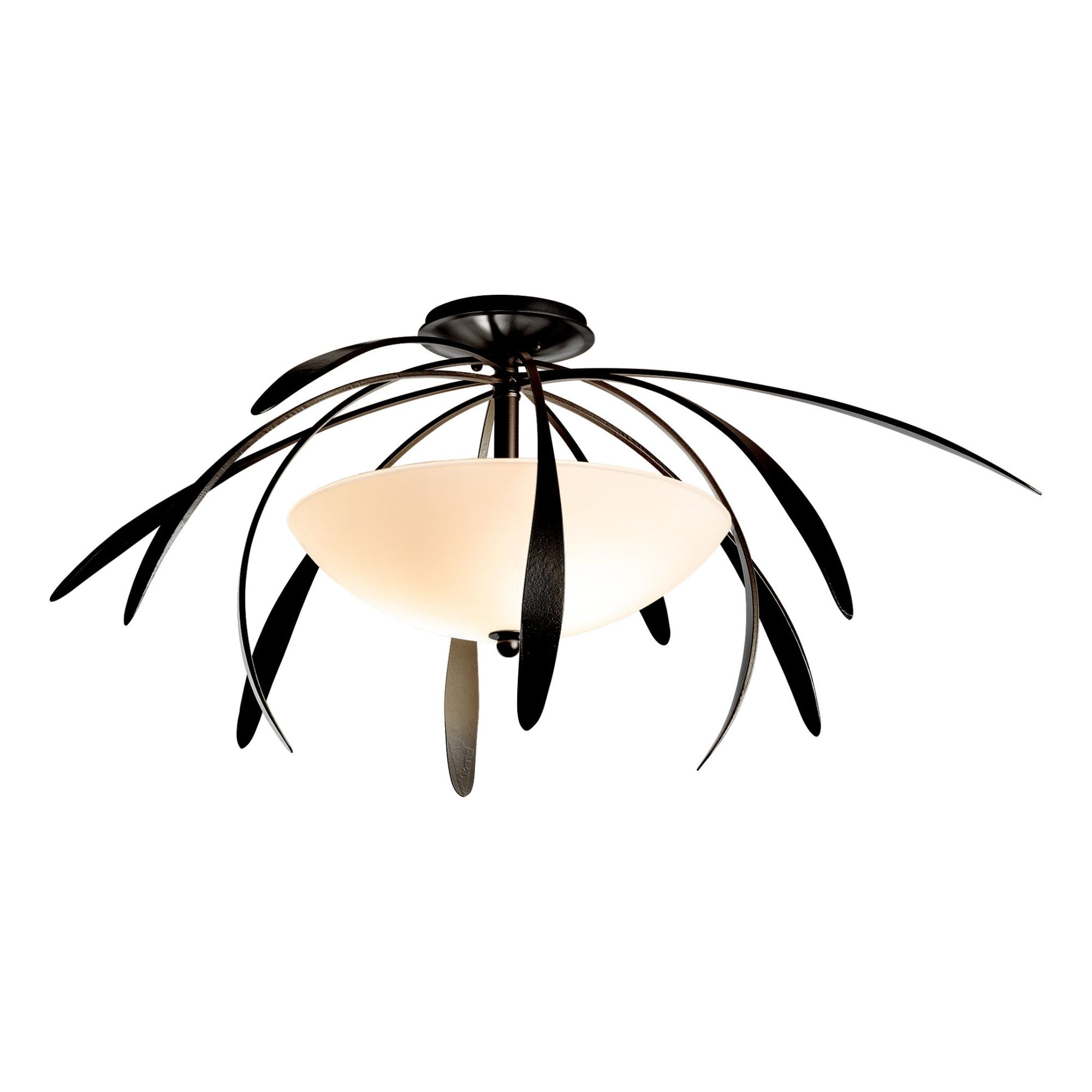 Dahlia Medium Semi-Flush 2-Light Opal Glass (GG) in Black