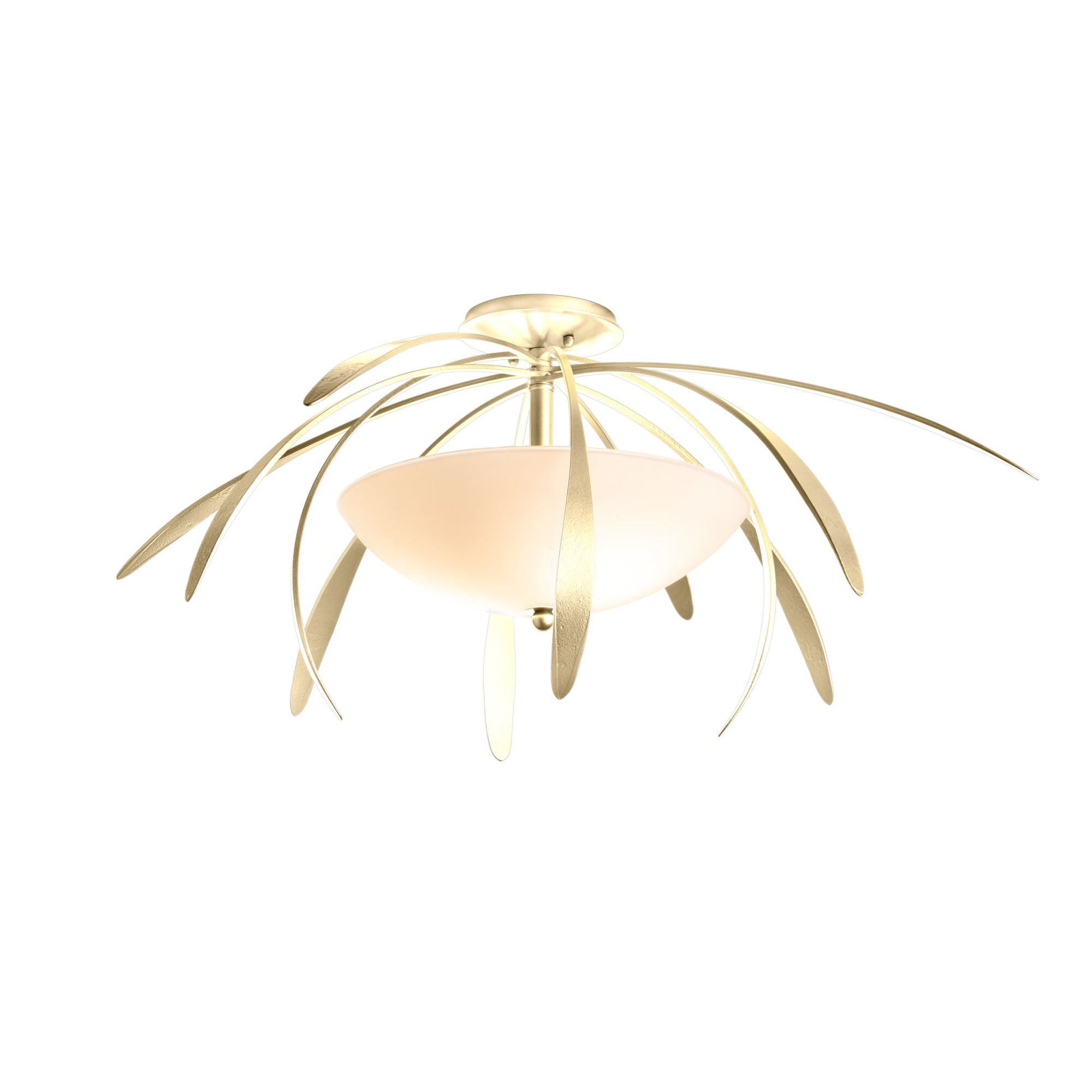 Dahlia Medium Semi-Flush 2-Light Opal Glass (GG) in Modern Brass