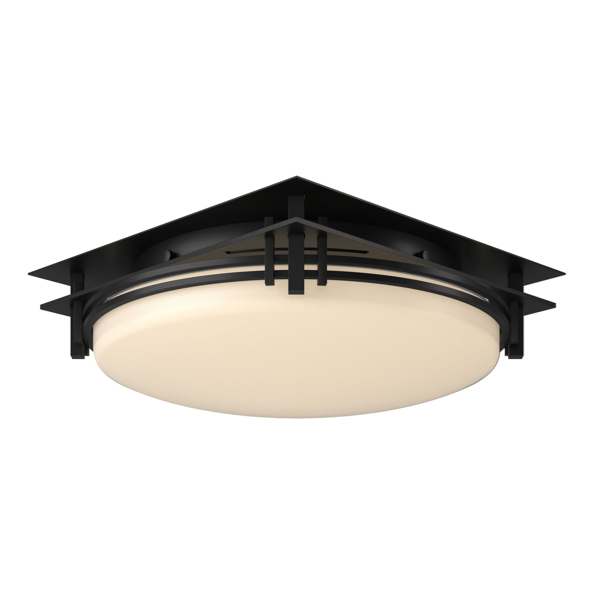 Banded Semi-Flush 2-Light Opal Glass (GG) in Black