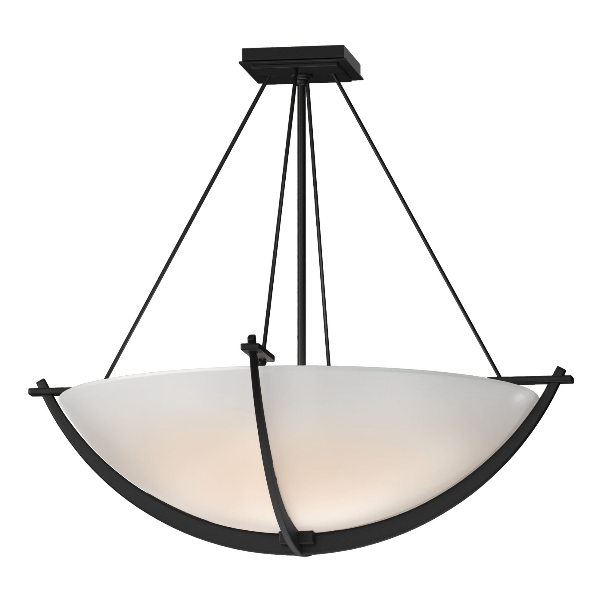 Compass Large Semi-Flush 3-Light Opal Glass (GG) in Black