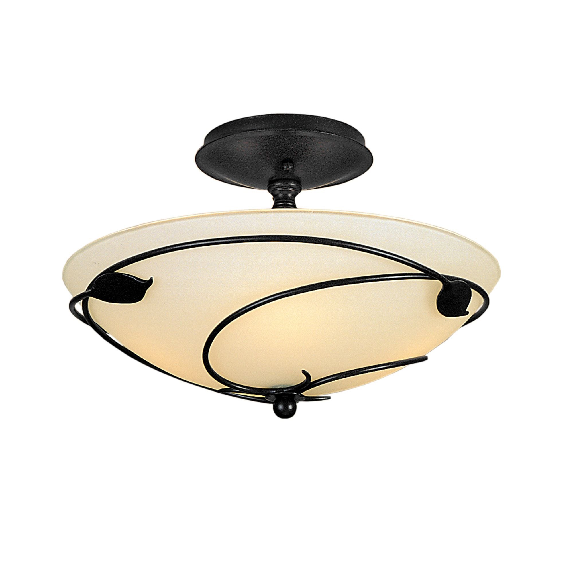 Forged Leaves Semi-Flush 2-Light Opal Glass (GG) in Black