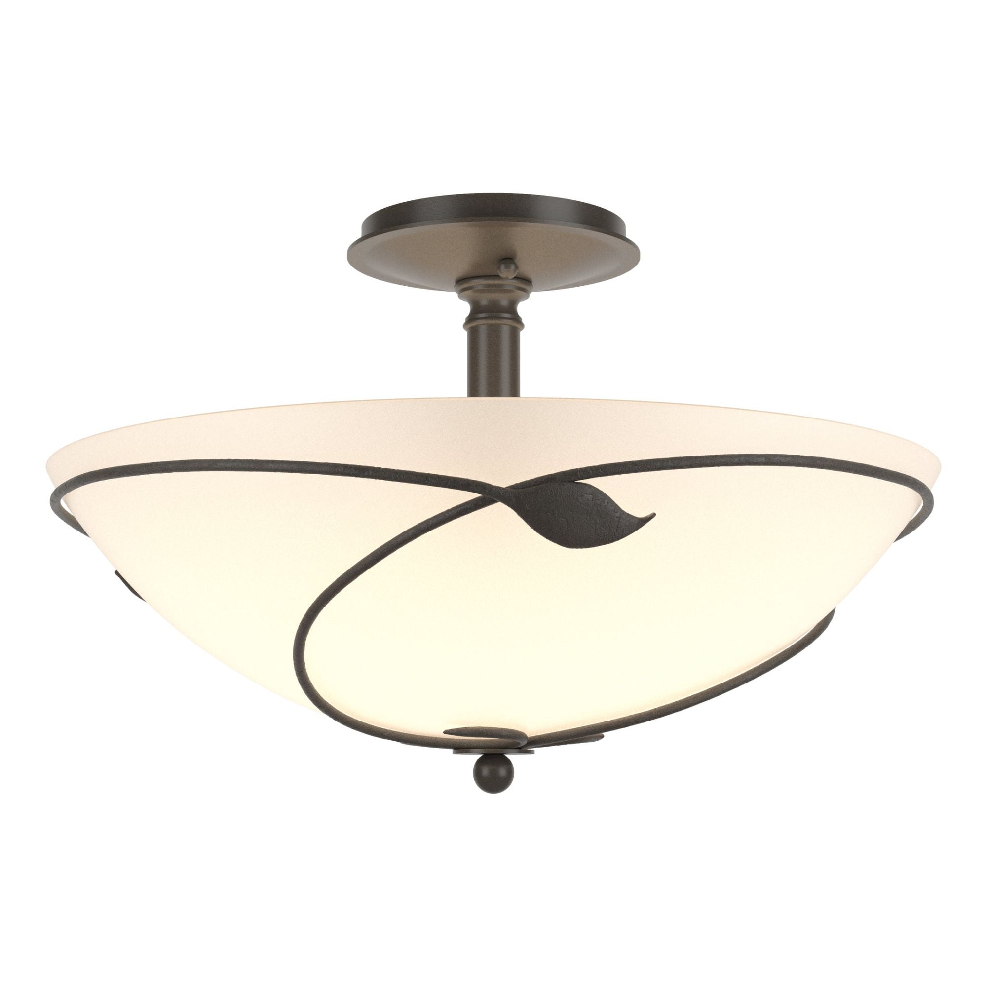 Forged Leaves Large Semi-Flush 3-Light Opal Glass (GG) in Dark Smoke