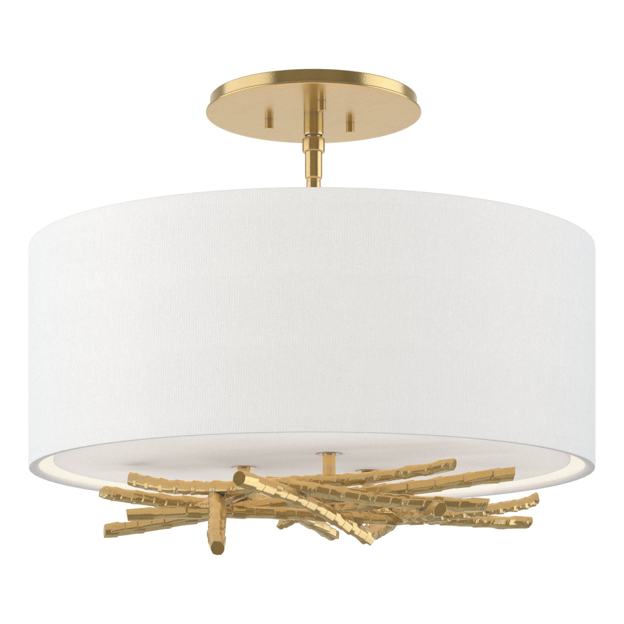 Brindille Semi-Flush 3-Light Natural Anna Shade (SF) in Modern Brass