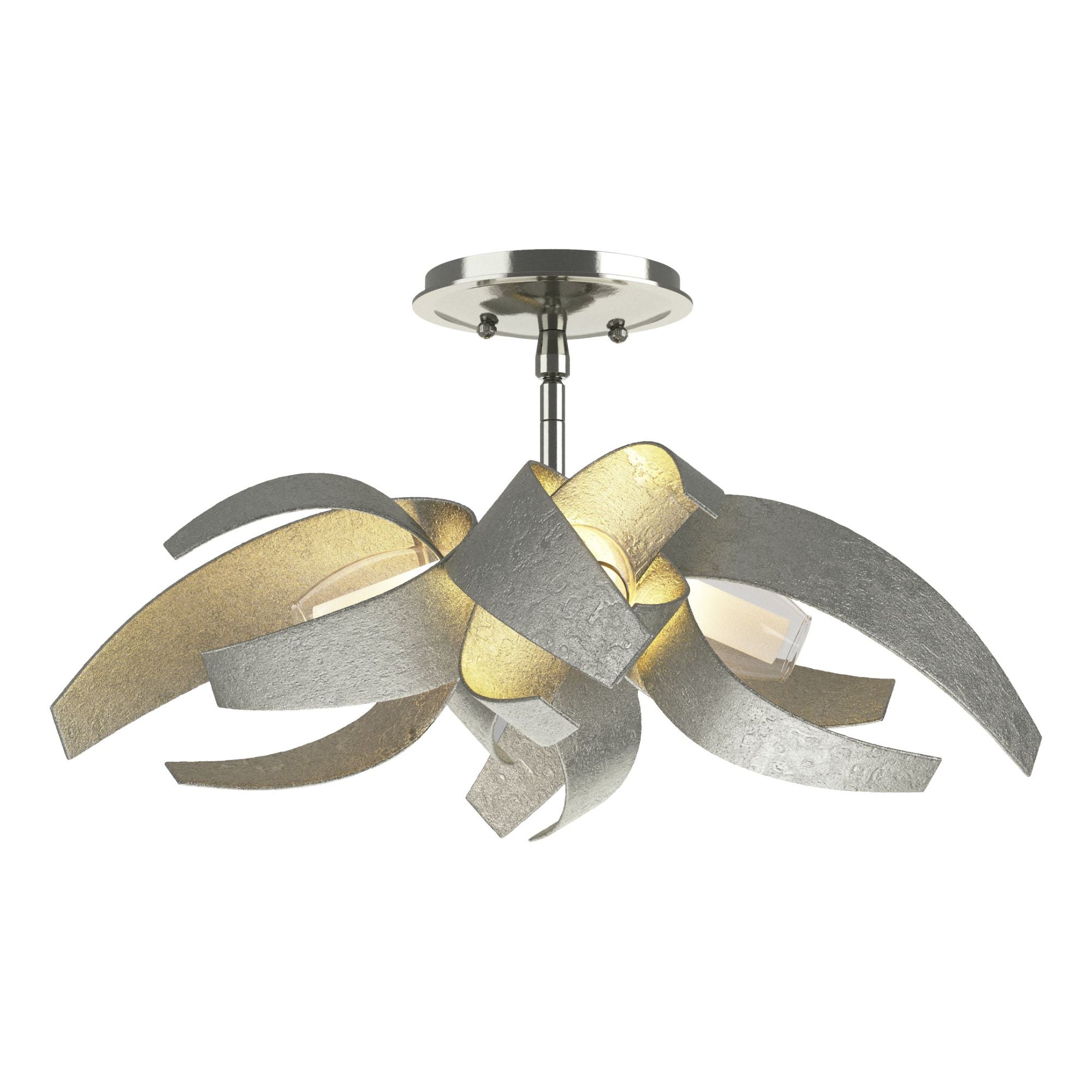Corona Semi-Flush 4-Light Clear Glass with Frosted Diffuser (YE) in Sterling