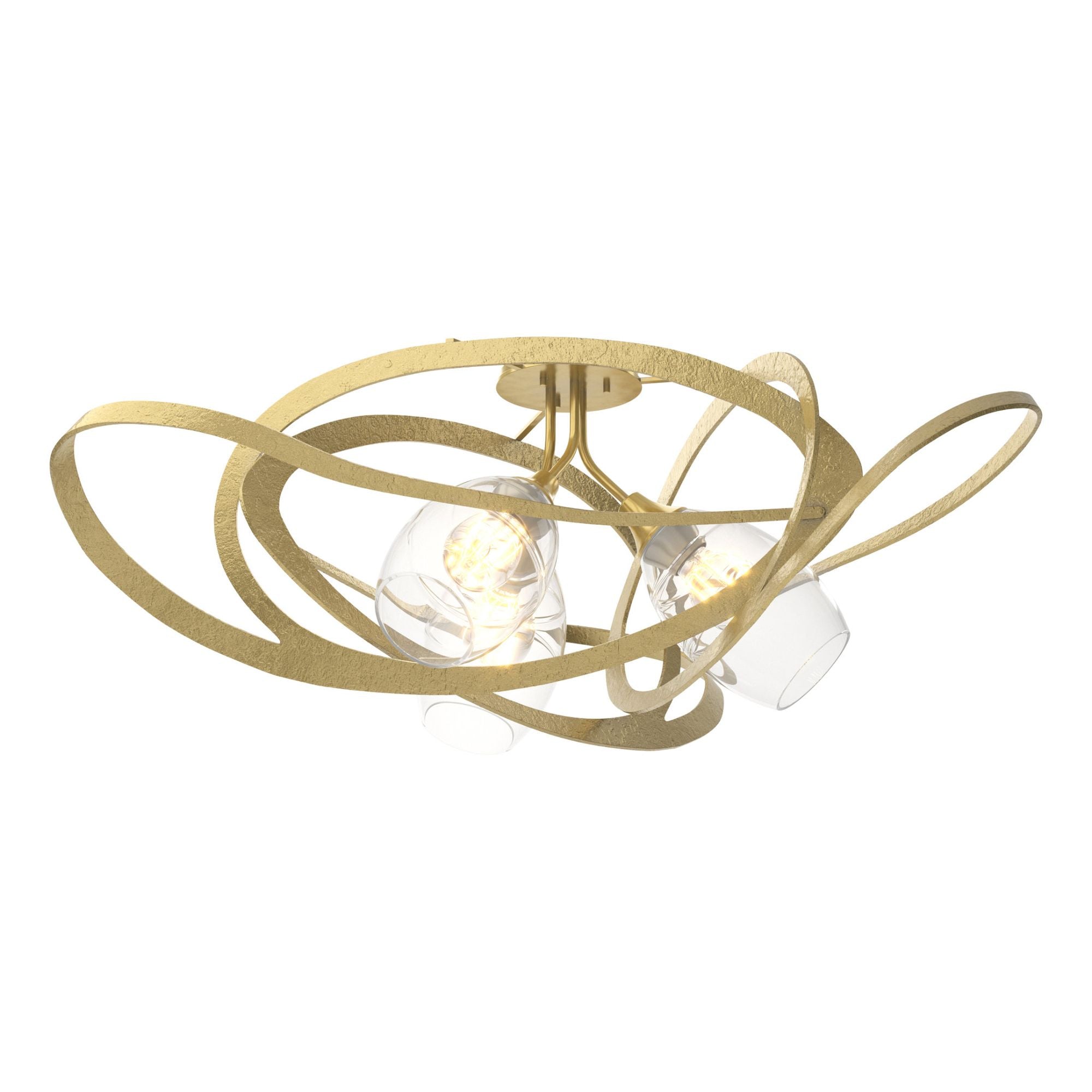 Nest Semi-Flush 3-Light Clear Glass (ZM) in Modern Brass