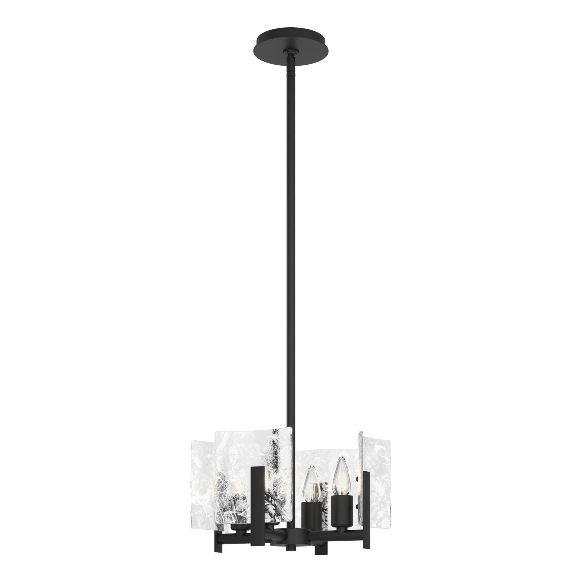Arc 4-Light Semi-Flush/Pendant 4-Light White Swirl Glass (YR) in Black