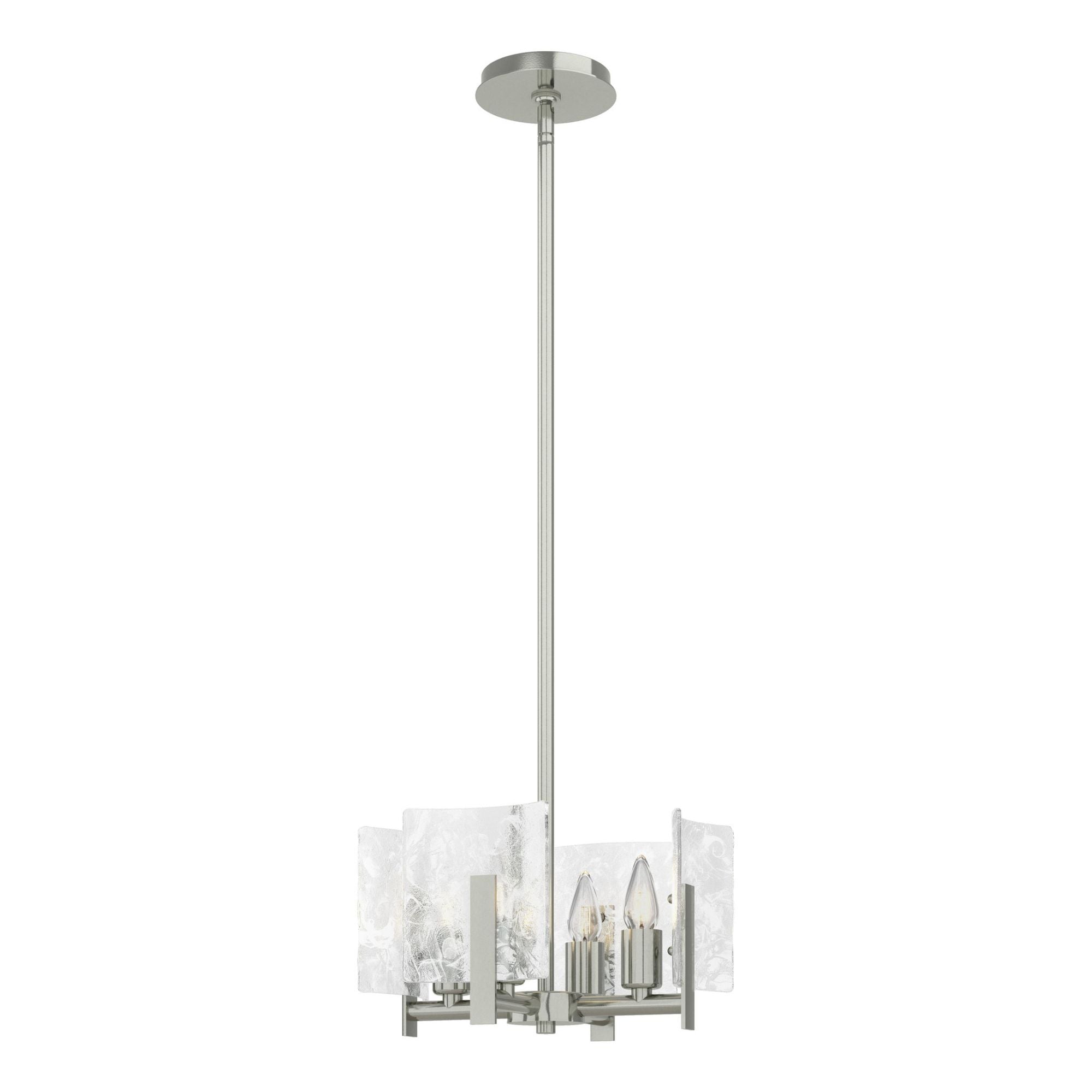 Arc 4-Light Semi-Flush/Pendant 4-Light White Swirl Glass (YR) in Sterling