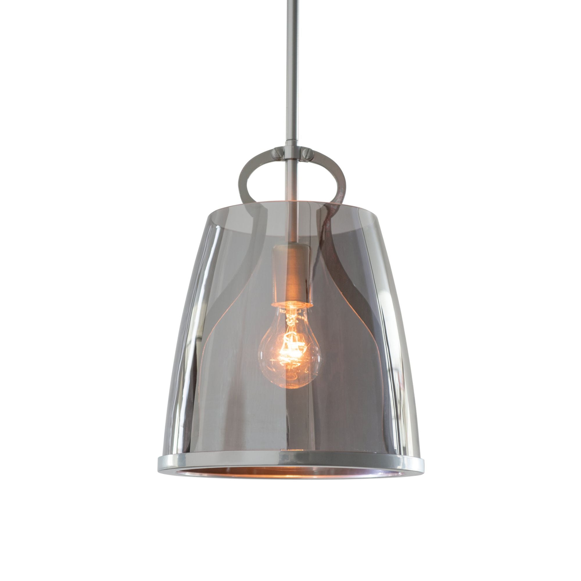 Caliper Pendant 1-Light Plated Smoke Glass (PS) in Sterling