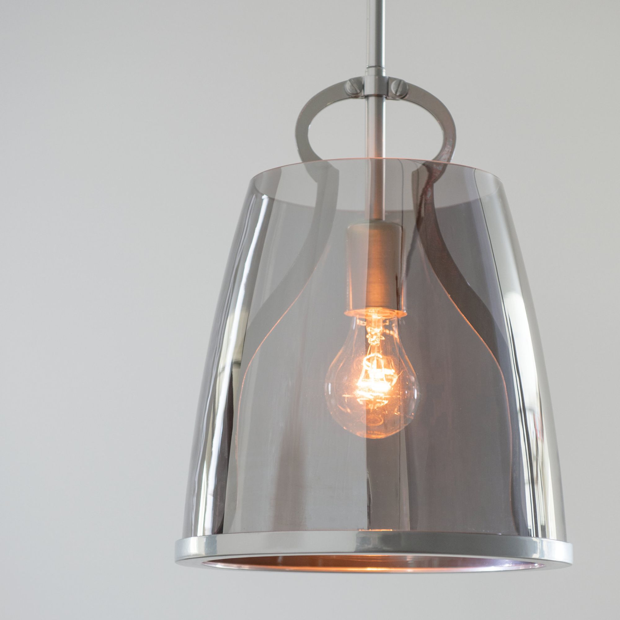 Caliper Pendant 1-Light Plated Smoke Glass (PS) in Sterling