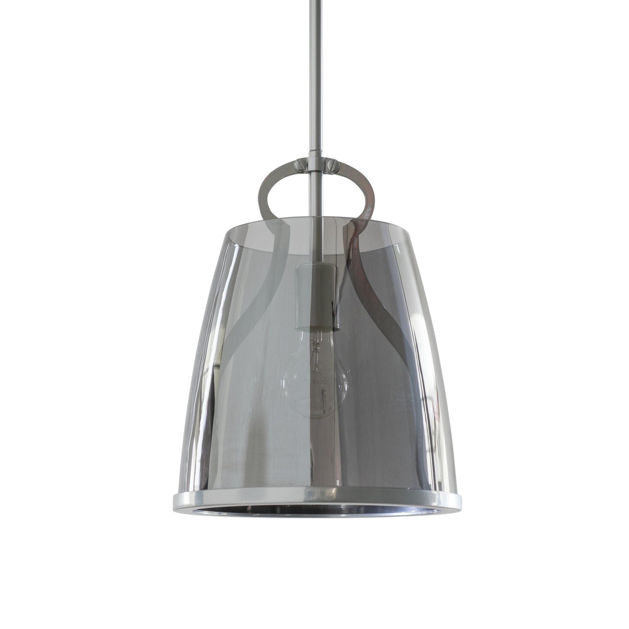 Caliper Pendant 1-Light Plated Smoke Glass (PS) in Sterling