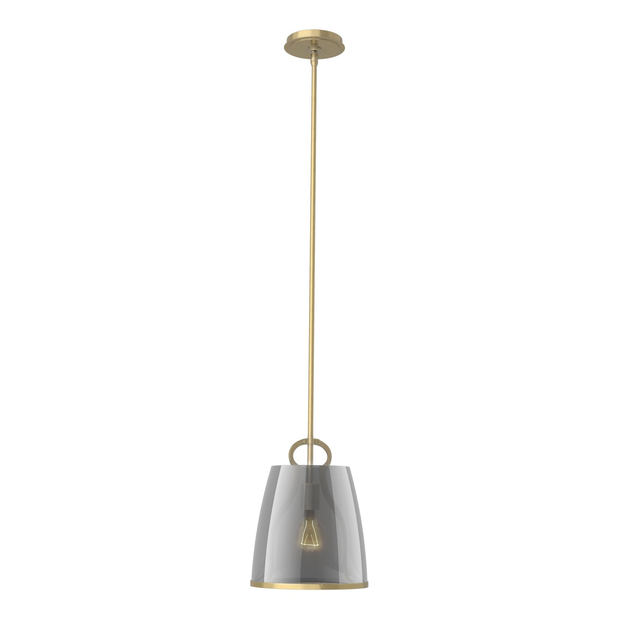 Caliper Pendant 1-Light Plated Smoke Glass (PS) in Modern Brass