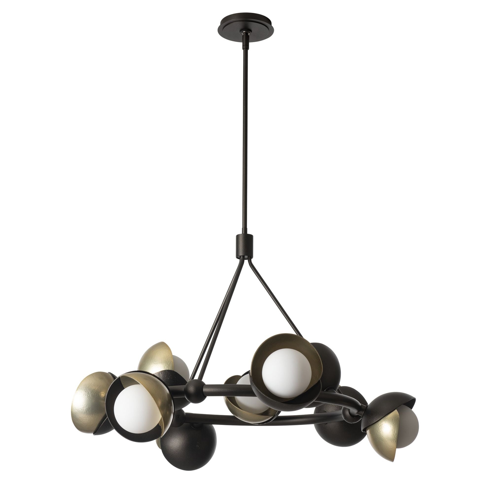 Brooklyn 9-Light Double Shade Ring Pendant 9-Light Modern Brass Accent Opal Glass (GG) in Oil Rubbed Bronze