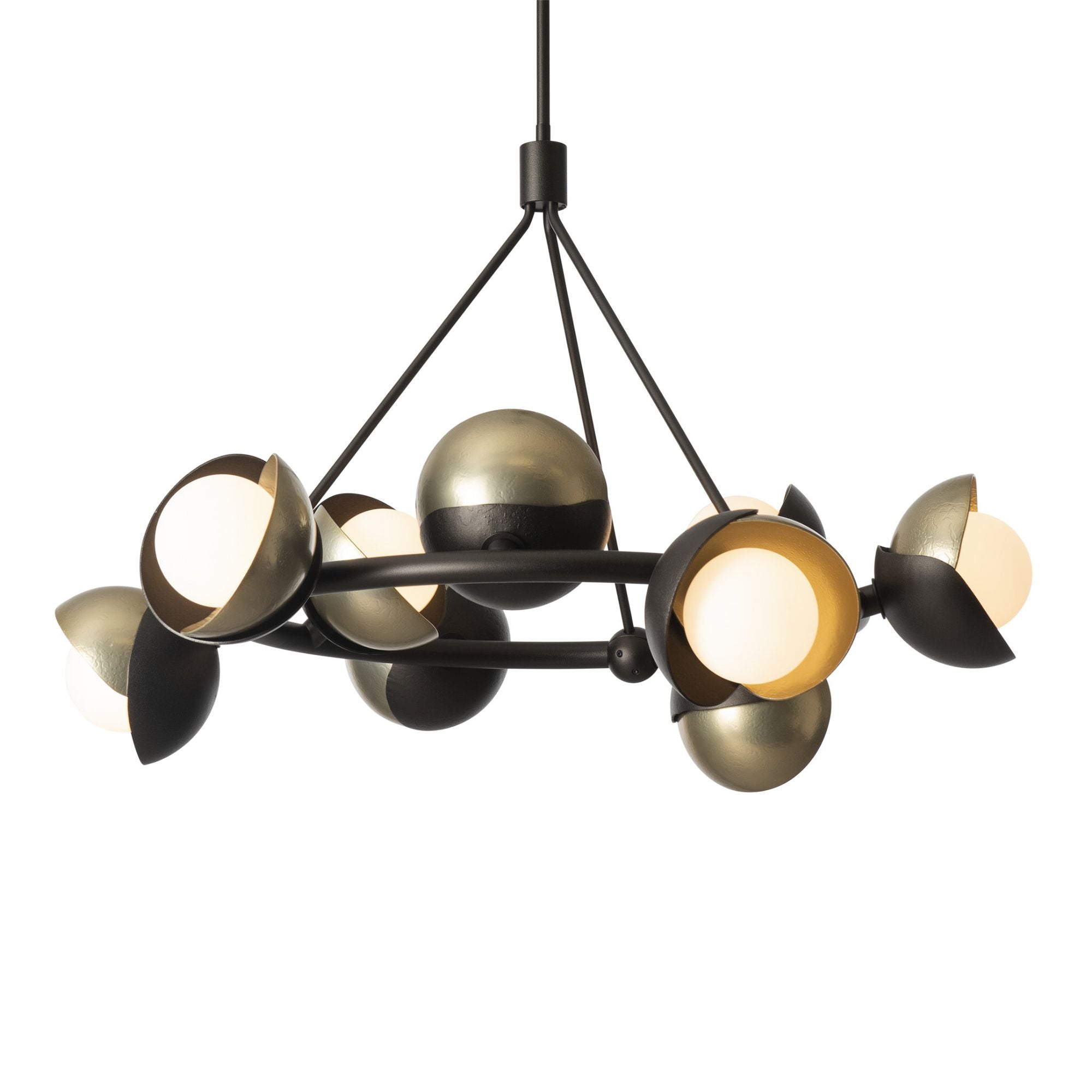 Brooklyn 9-Light Double Shade Ring Pendant 9-Light Modern Brass Accent Opal Glass (GG) in Oil Rubbed Bronze