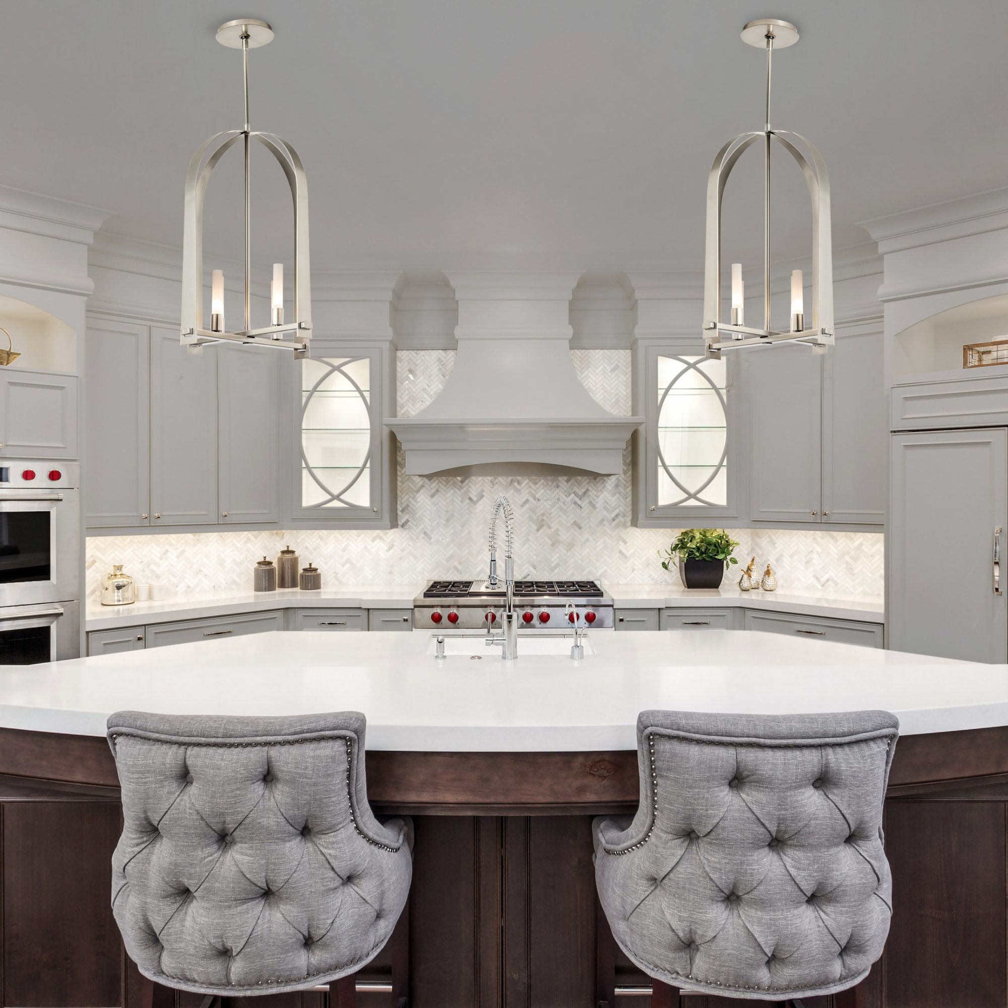 Triomphe 4-Light Pendant 4-Light Frosted Glass (FD) in Sterling