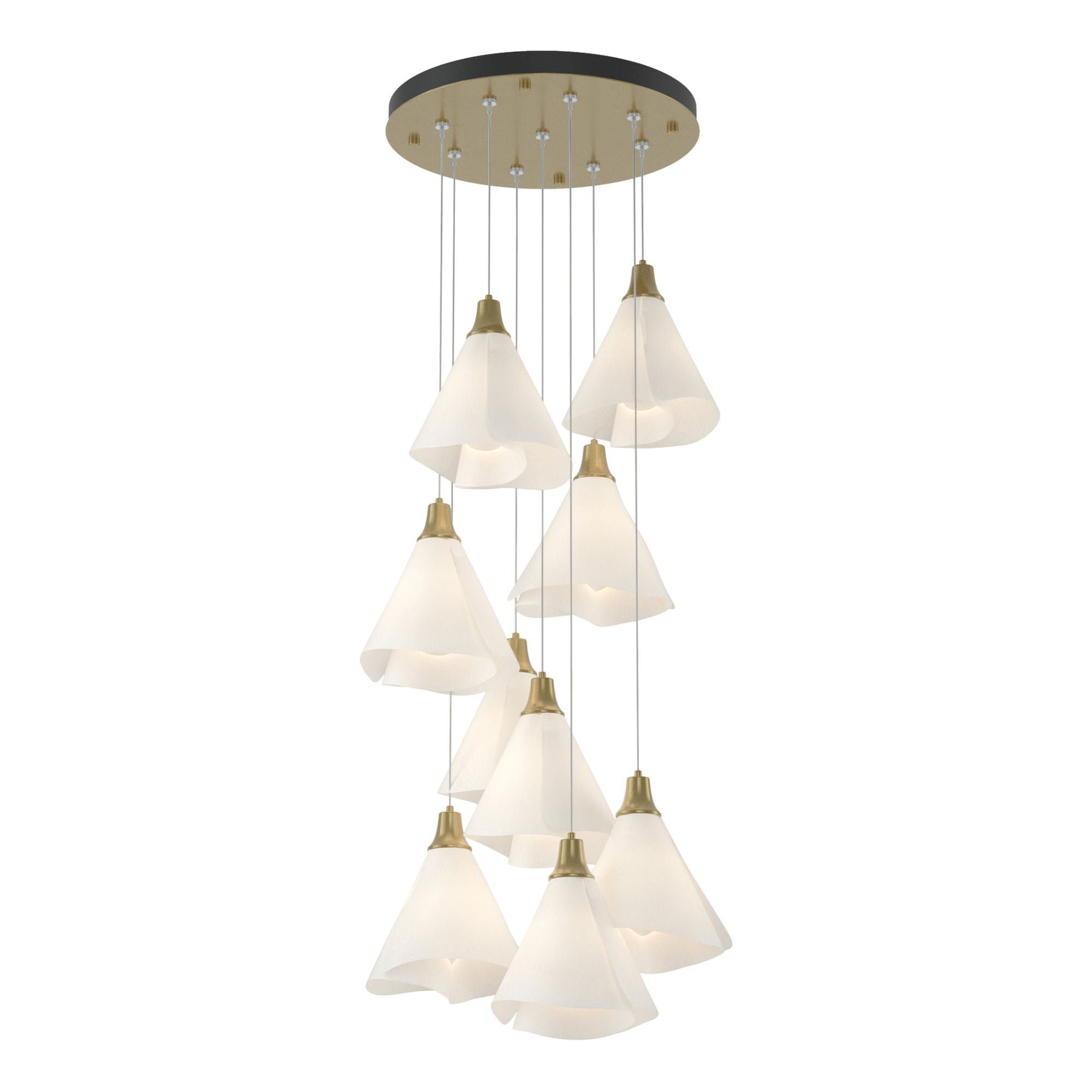 Mobius 9-Light Pendant 9-Light Spun Frost (SH) in Modern Brass