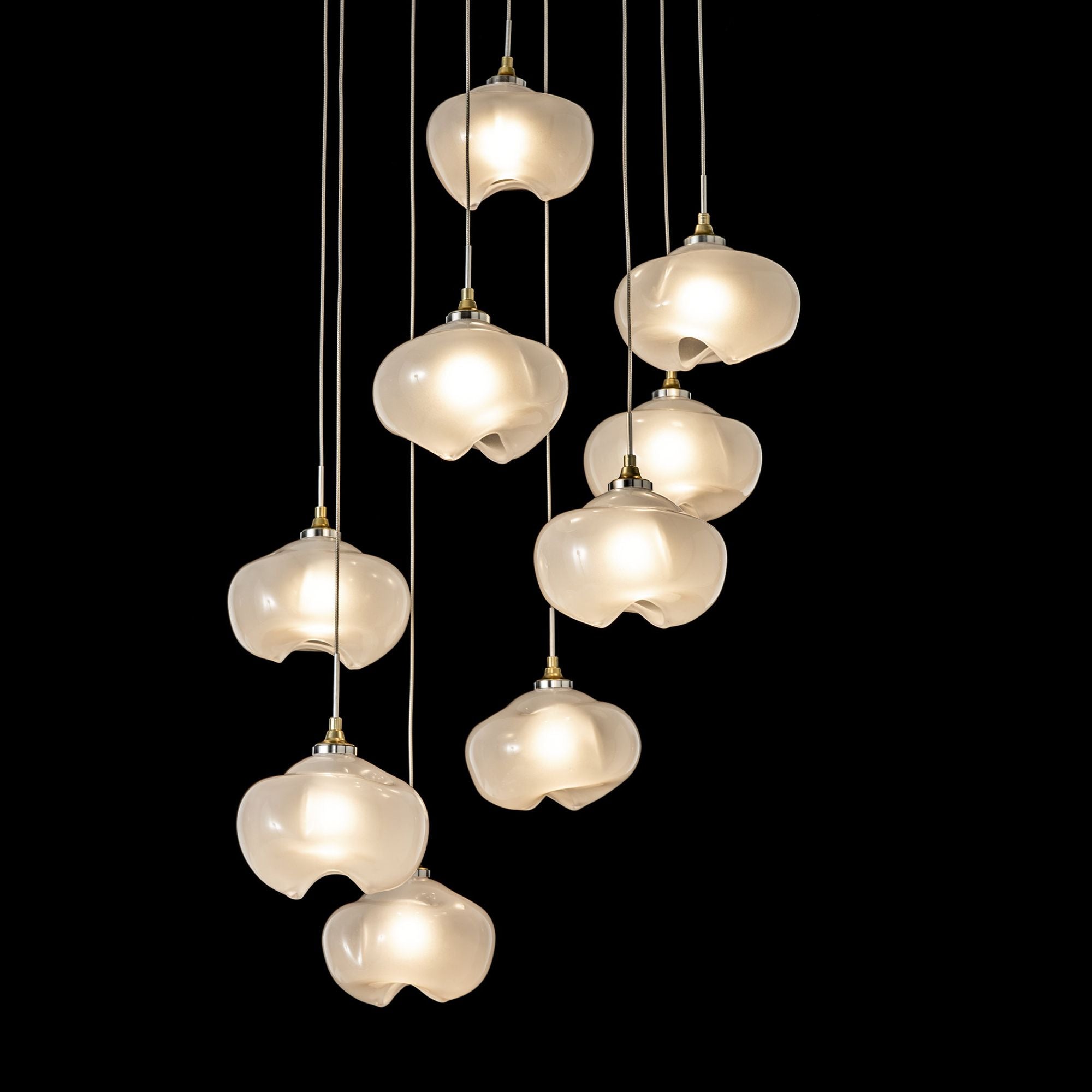 Ume 9-Light Pendant 9-Light Frosted Glass (FD) in Modern Brass
