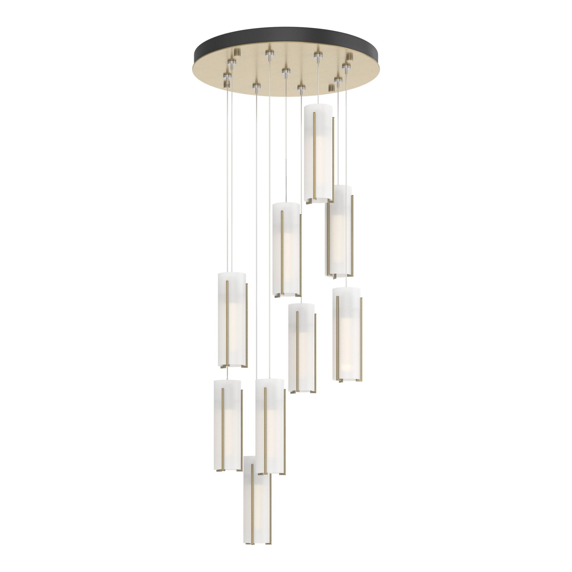 Exos Glass 9-Light Pendant 9-Light Opal Glass (GG) in Modern Brass