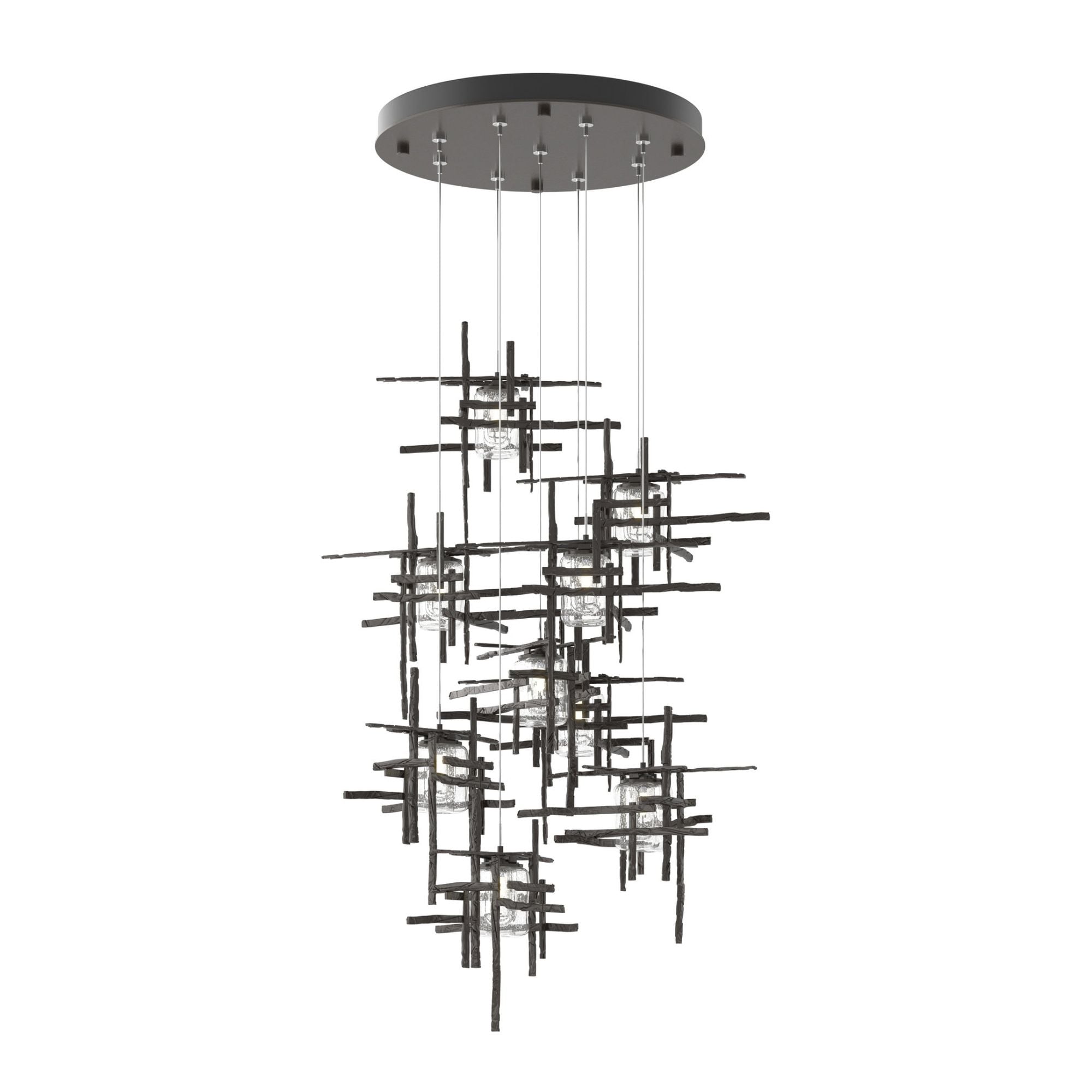 Tura 9-Light Seeded Glass Pendant 9-Light Seeded Clear Glass (II) in Oil Rubbed Bronze