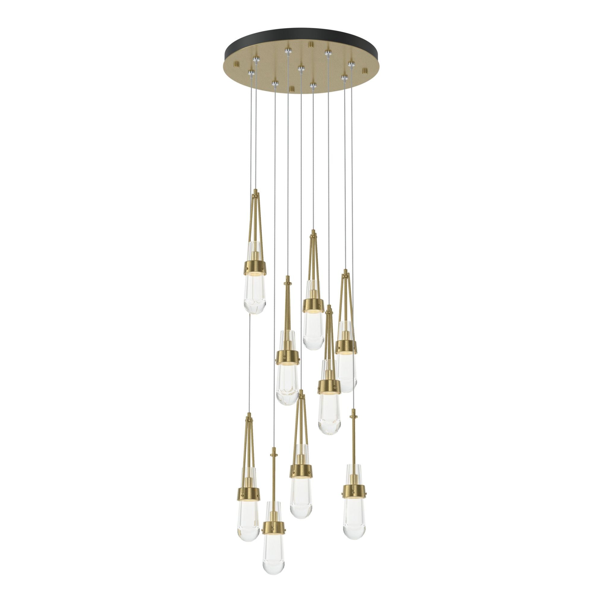 Link 9-Light Clear Glass Pendant 9-Light Clear Glass (ZM) in Modern Brass