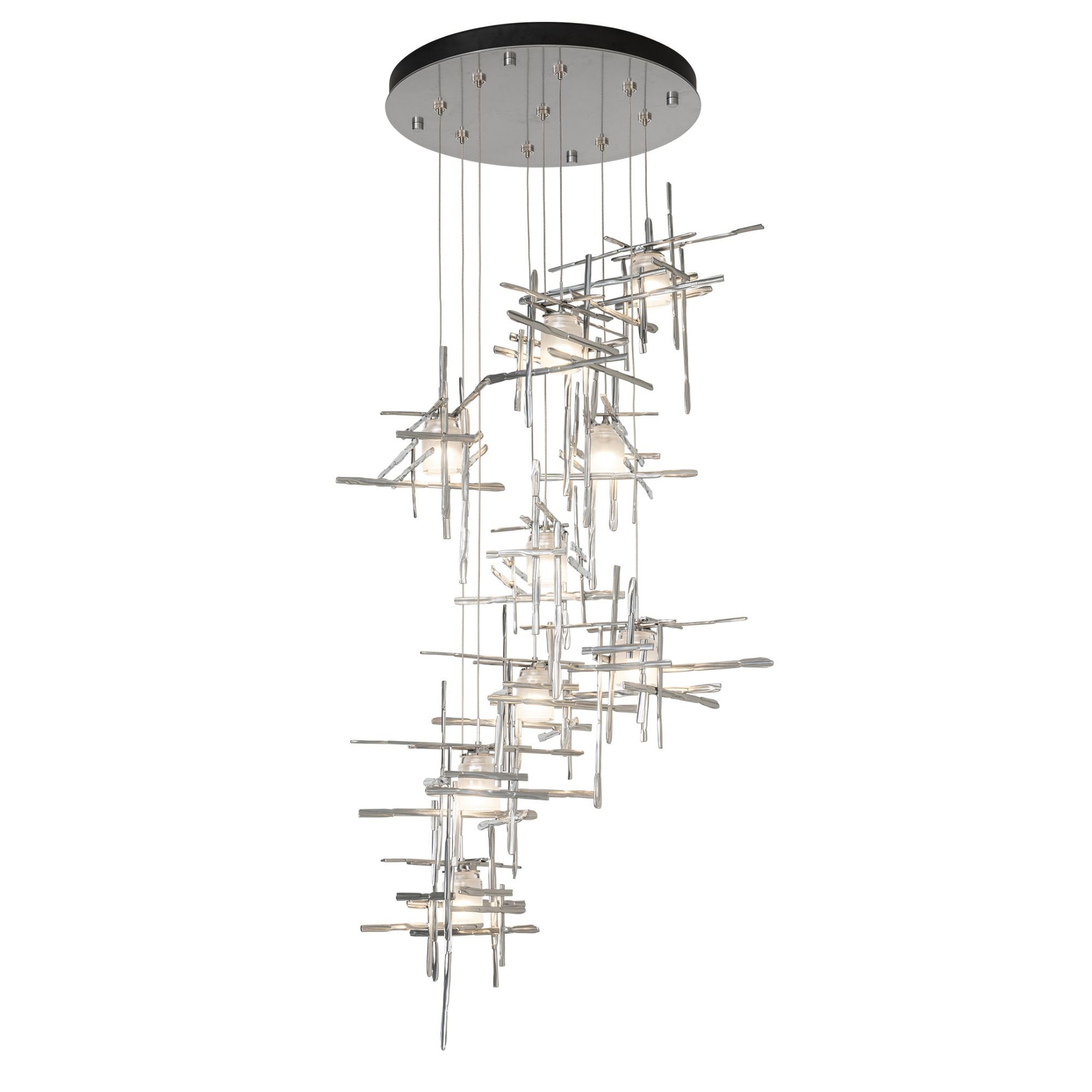 Tura 9-Light Frosted Glass Pendant 9-Light Cast Glass (YC) in Sterling
