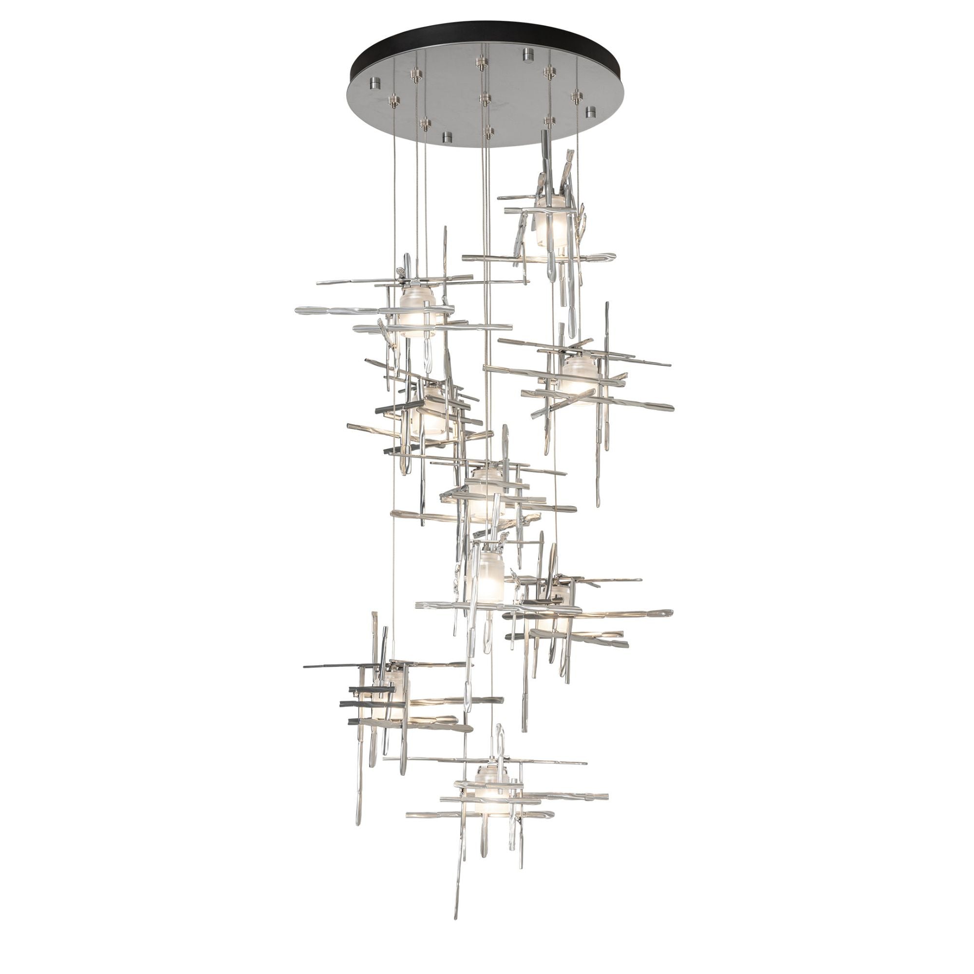 Tura 9-Light Frosted Glass Pendant 9-Light Cast Glass (YC) in Sterling