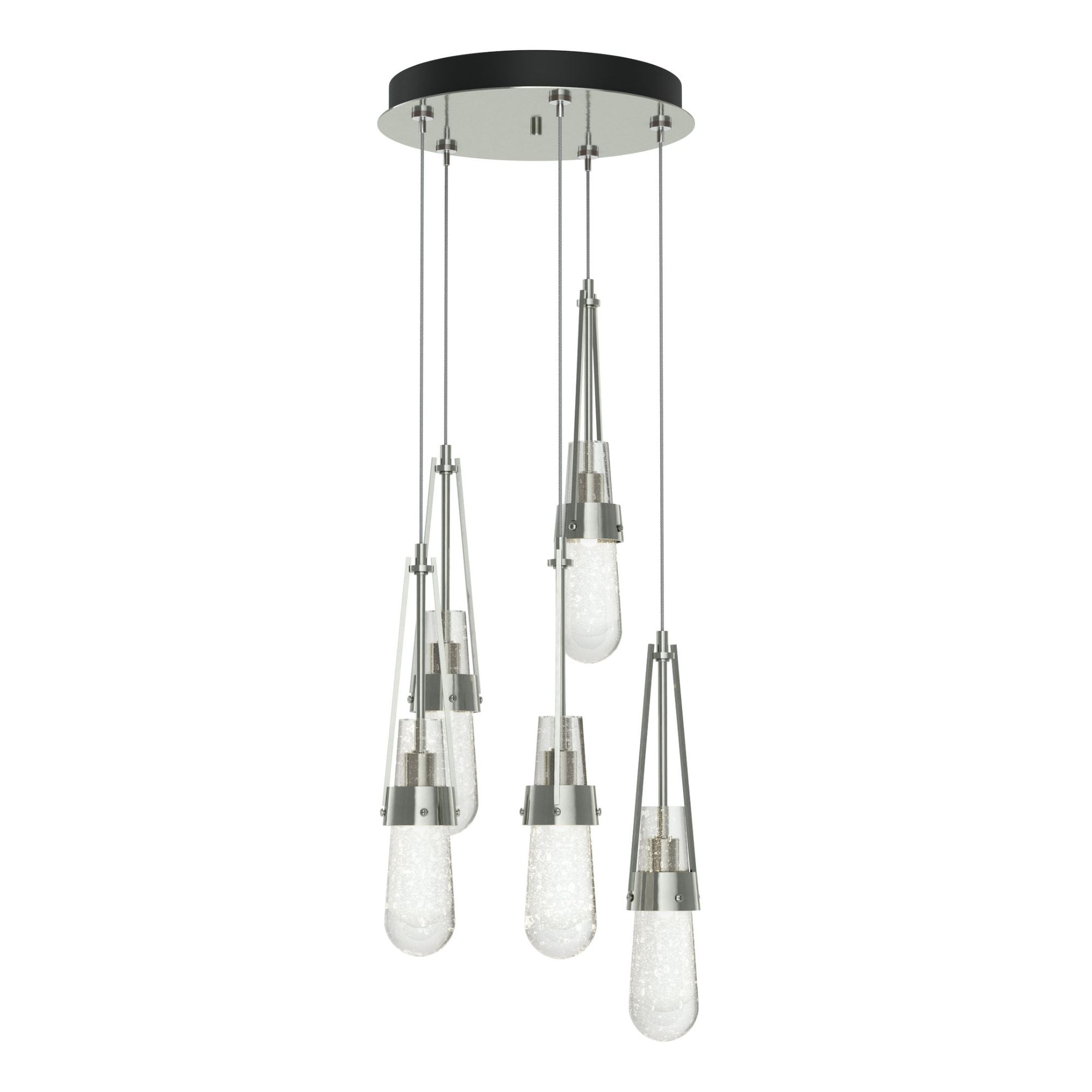 Link 5-Light Blown Glass Pendant 5-Light Clear Bubble Glass (YG) in Sterling