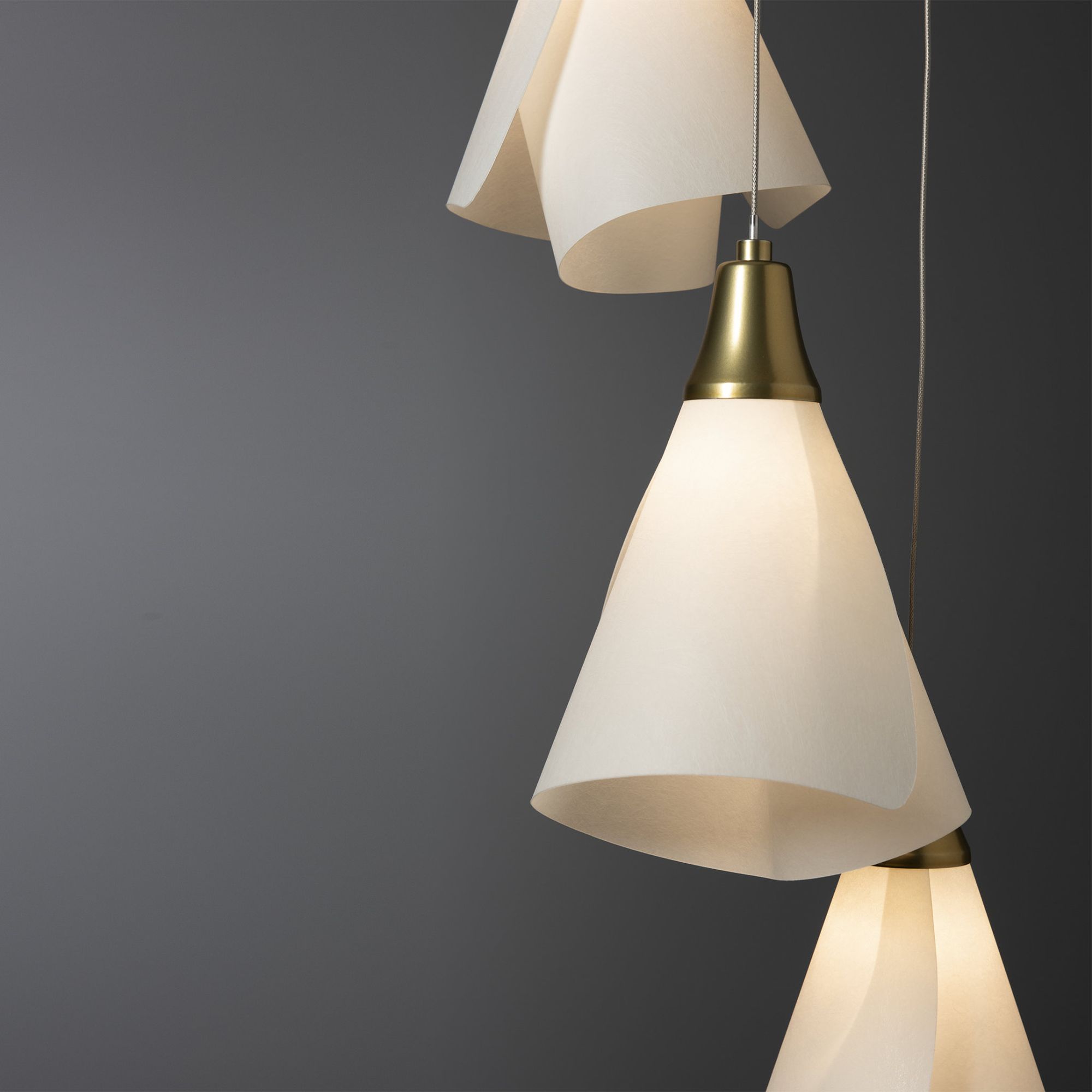 Mobius 5-Light Pendant 5-Light Spun Frost (SH) in Modern Brass