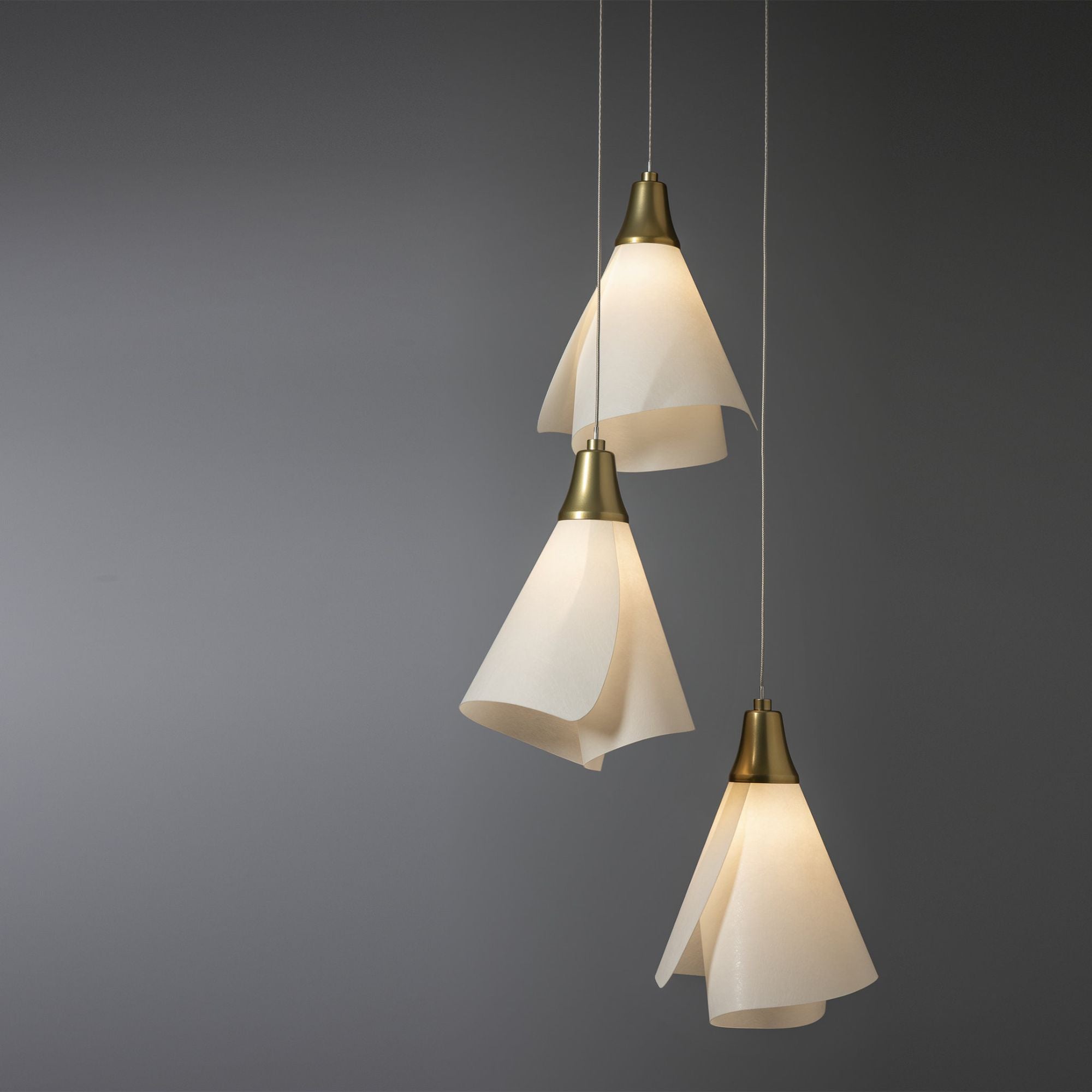 Mobius 5-Light Pendant 5-Light Spun Frost (SH) in Modern Brass