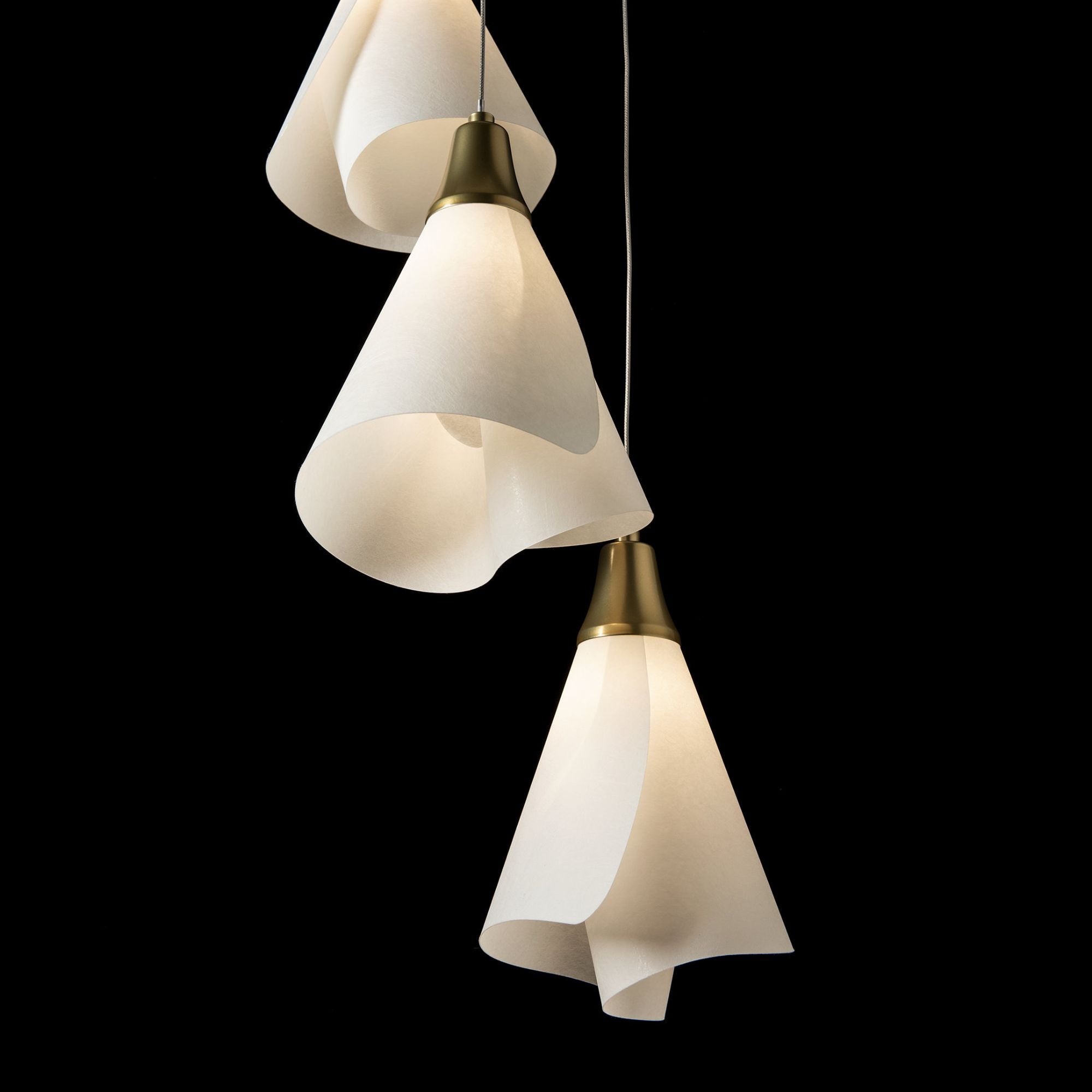 Mobius 5-Light Pendant 5-Light Spun Frost (SH) in Modern Brass