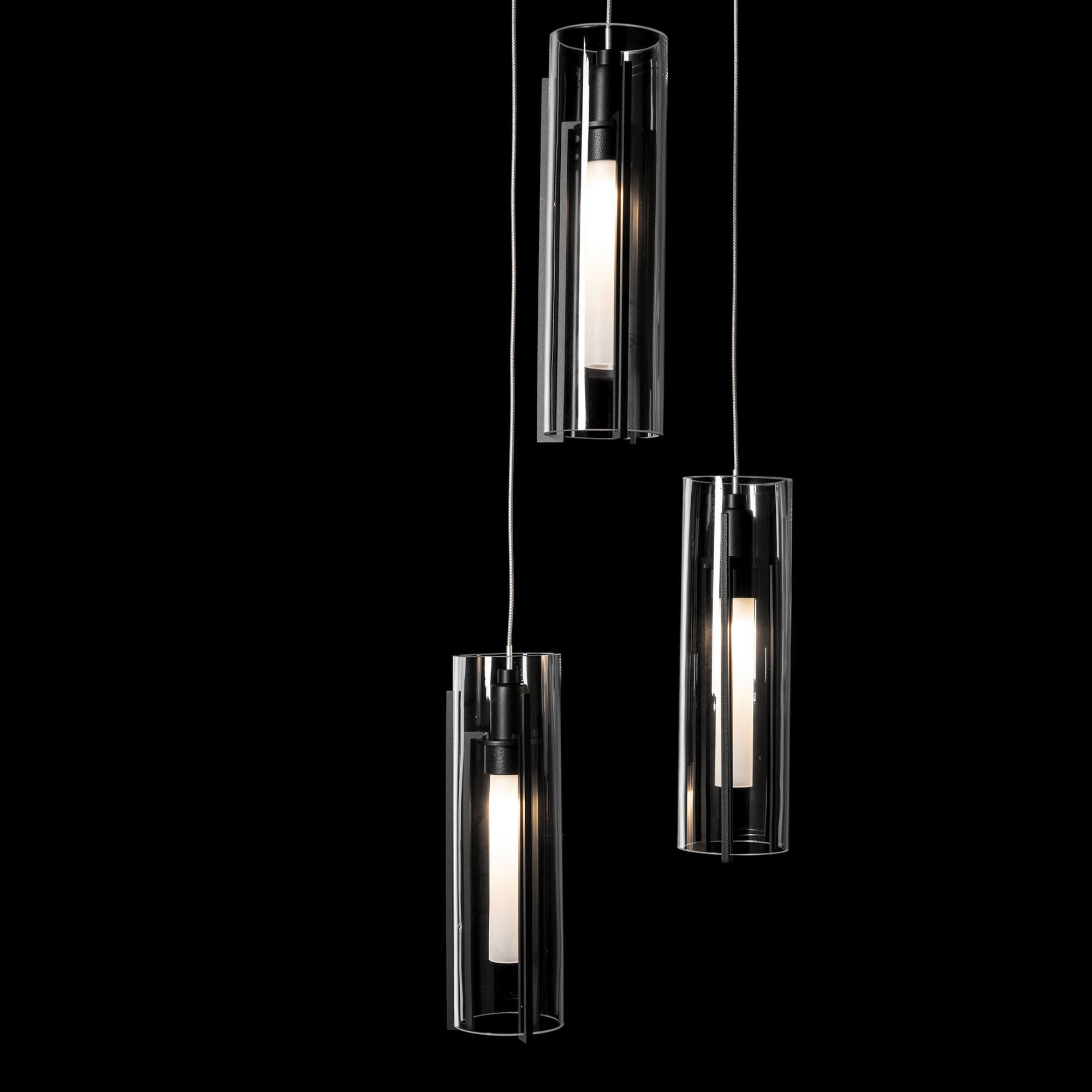 Exos Glass 5-Light Pendant 5-Light Clear Glass (ZM) in Black