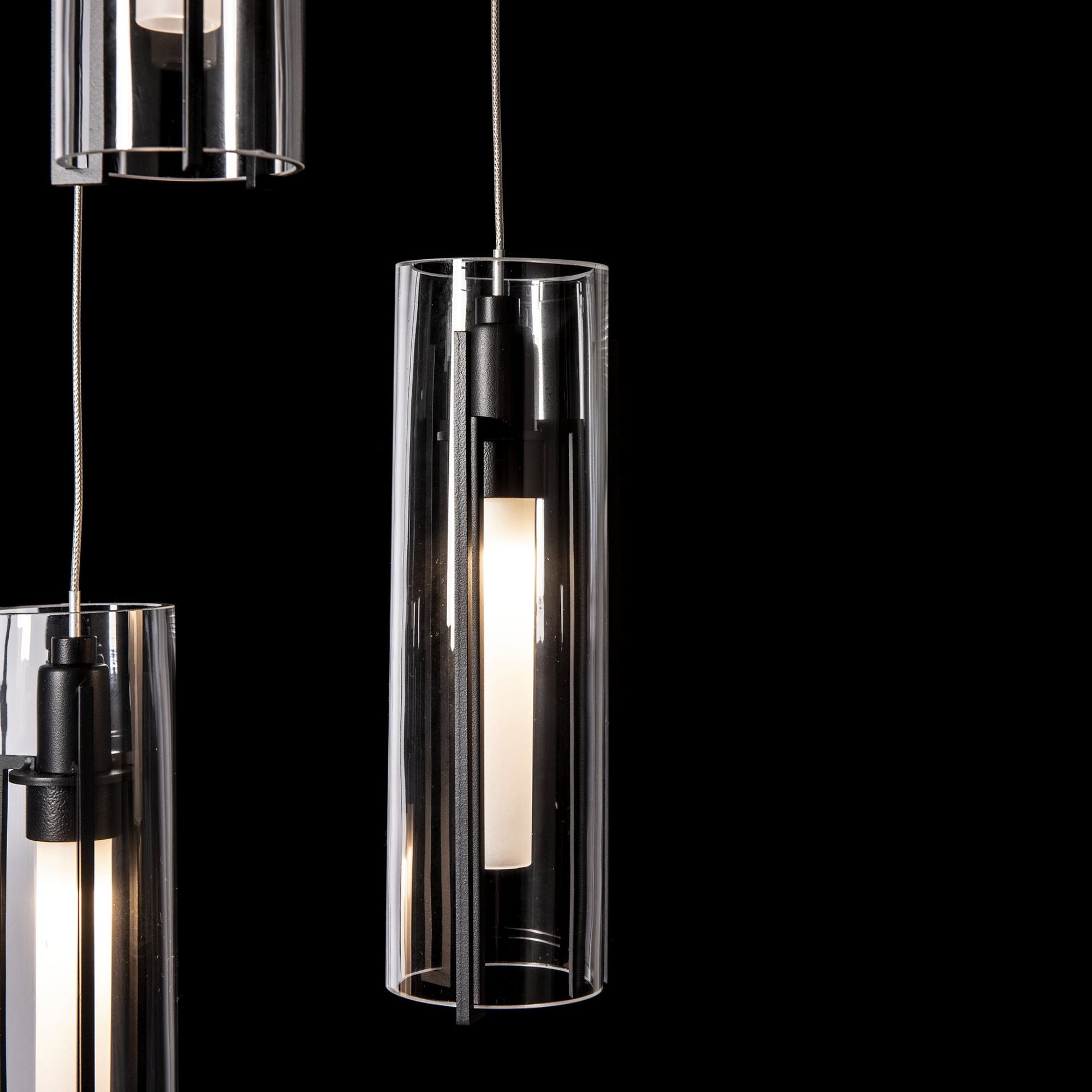 Exos Glass 5-Light Pendant 5-Light Clear Glass (ZM) in Black