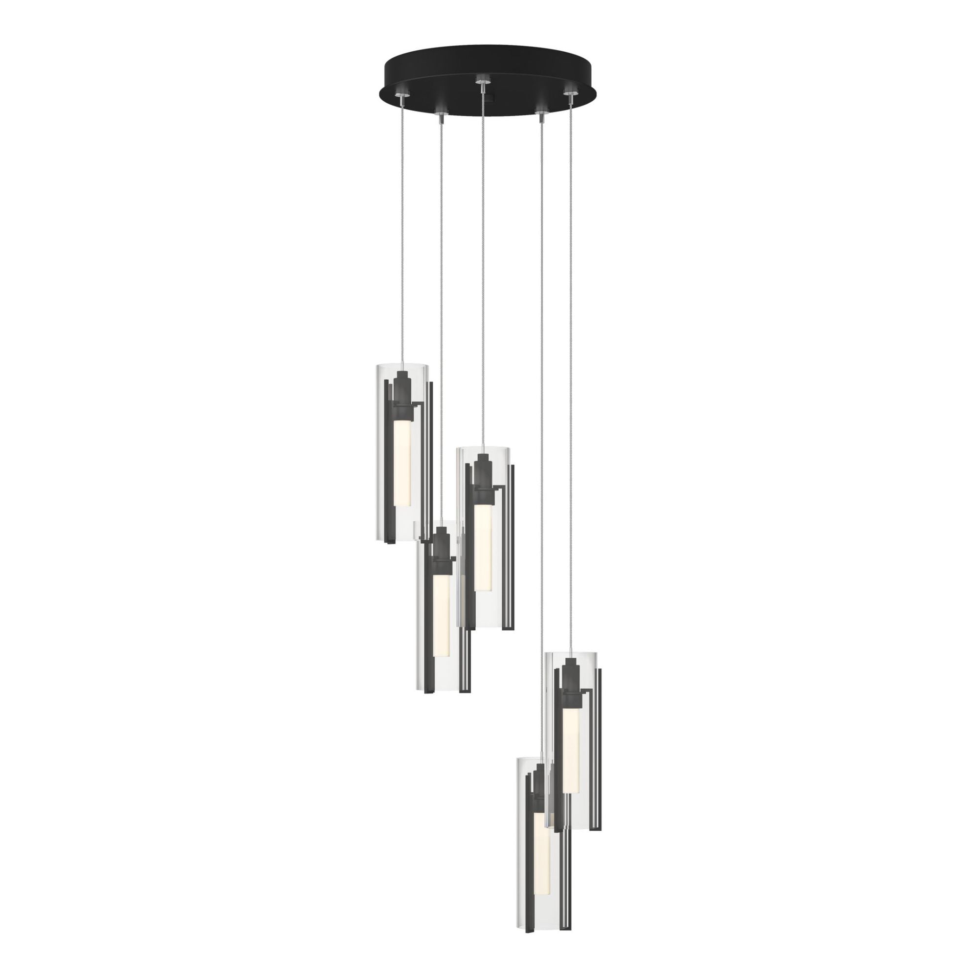 Exos Glass 5-Light Pendant 5-Light Clear Glass (ZM) in Black