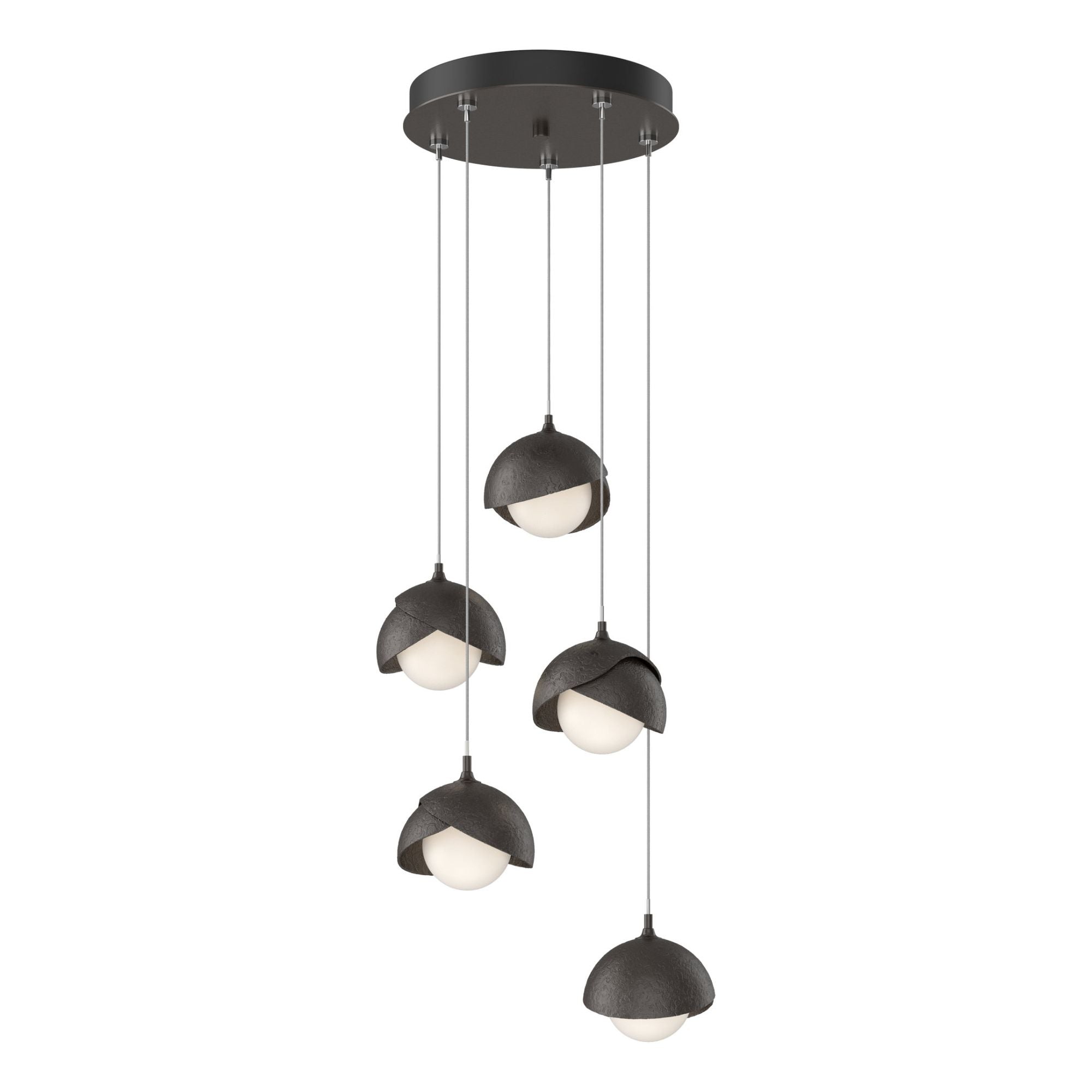 Brooklyn 5-Light Double Shade Pendant 5-Light Oil Rubbed Bronze Accent Opal Glass (GG) in Oil Rubbed Bronze