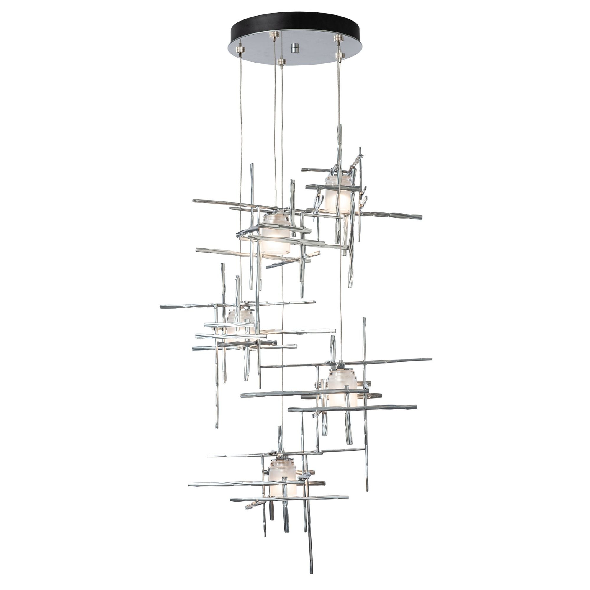 Tura 5-Light Frosted Glass Pendant 5-Light Cast Glass (YC) in Sterling