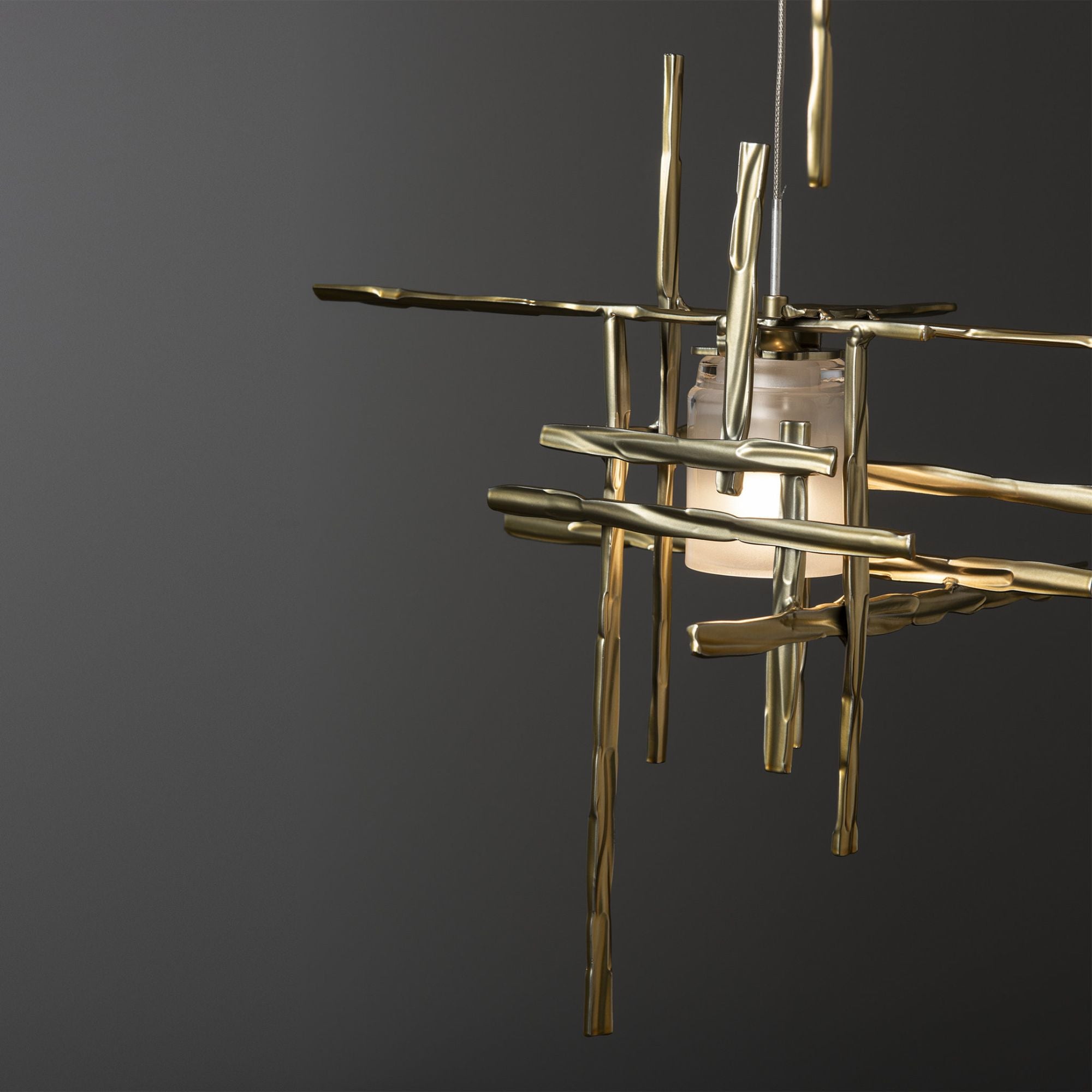 Tura 5-Light Frosted Glass Pendant 5-Light Cast Glass (YC) in Modern Brass