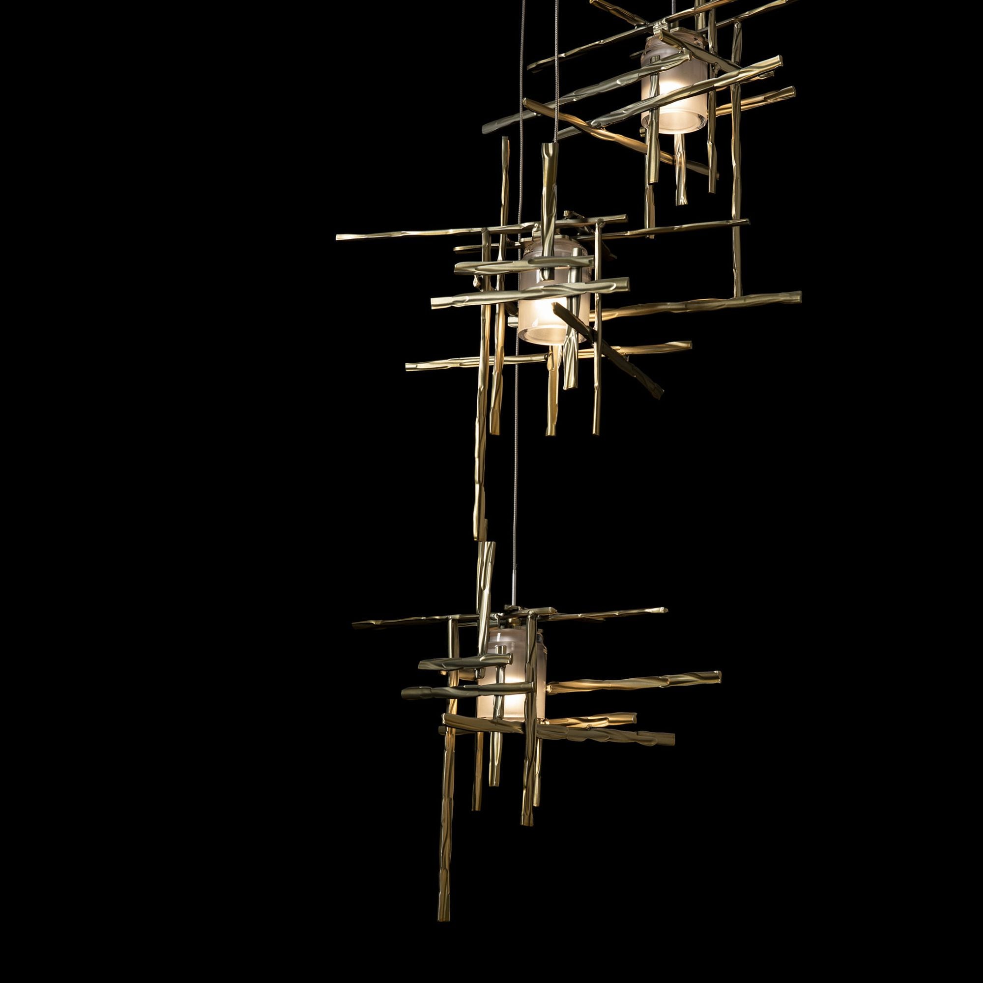 Tura 5-Light Frosted Glass Pendant 5-Light Cast Glass (YC) in Modern Brass