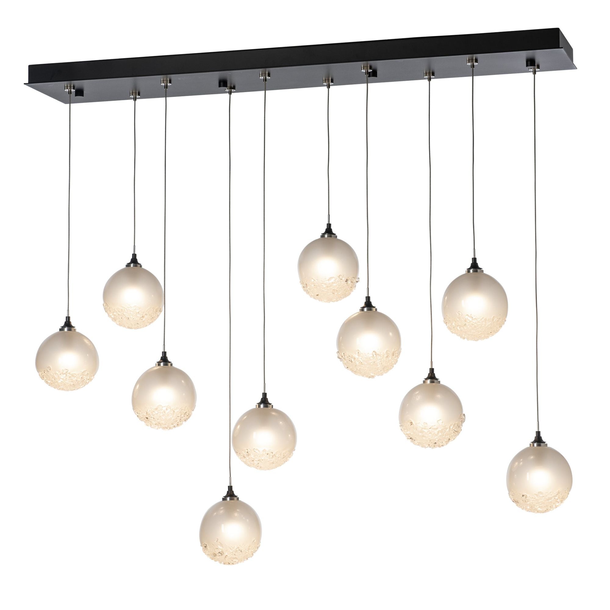 Fritz Globe 10-Light Pendant 10-Light Frosted Glass (FD) in Black